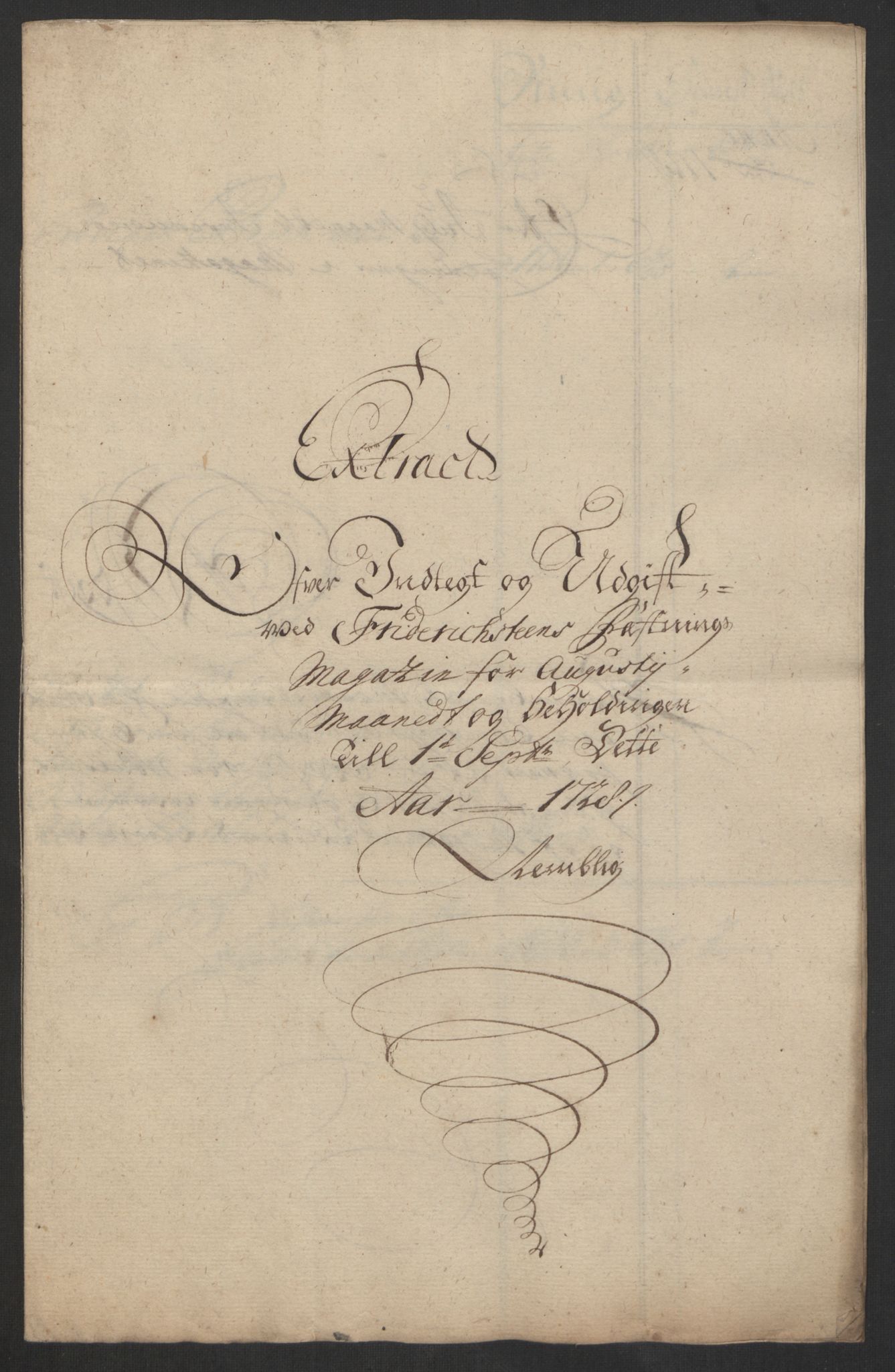 Kommanderende general (KG I) med Det norske krigsdirektorium, AV/RA-EA-5419/D/L0153: Fredriksten festning: Brev, inventarfortegnelser og regnskapsekstrakter, 1724-1729, p. 607