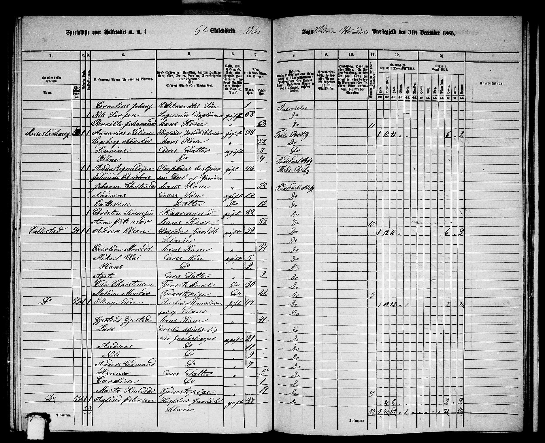 RA, 1865 census for Indre Holmedal, 1865, p. 134