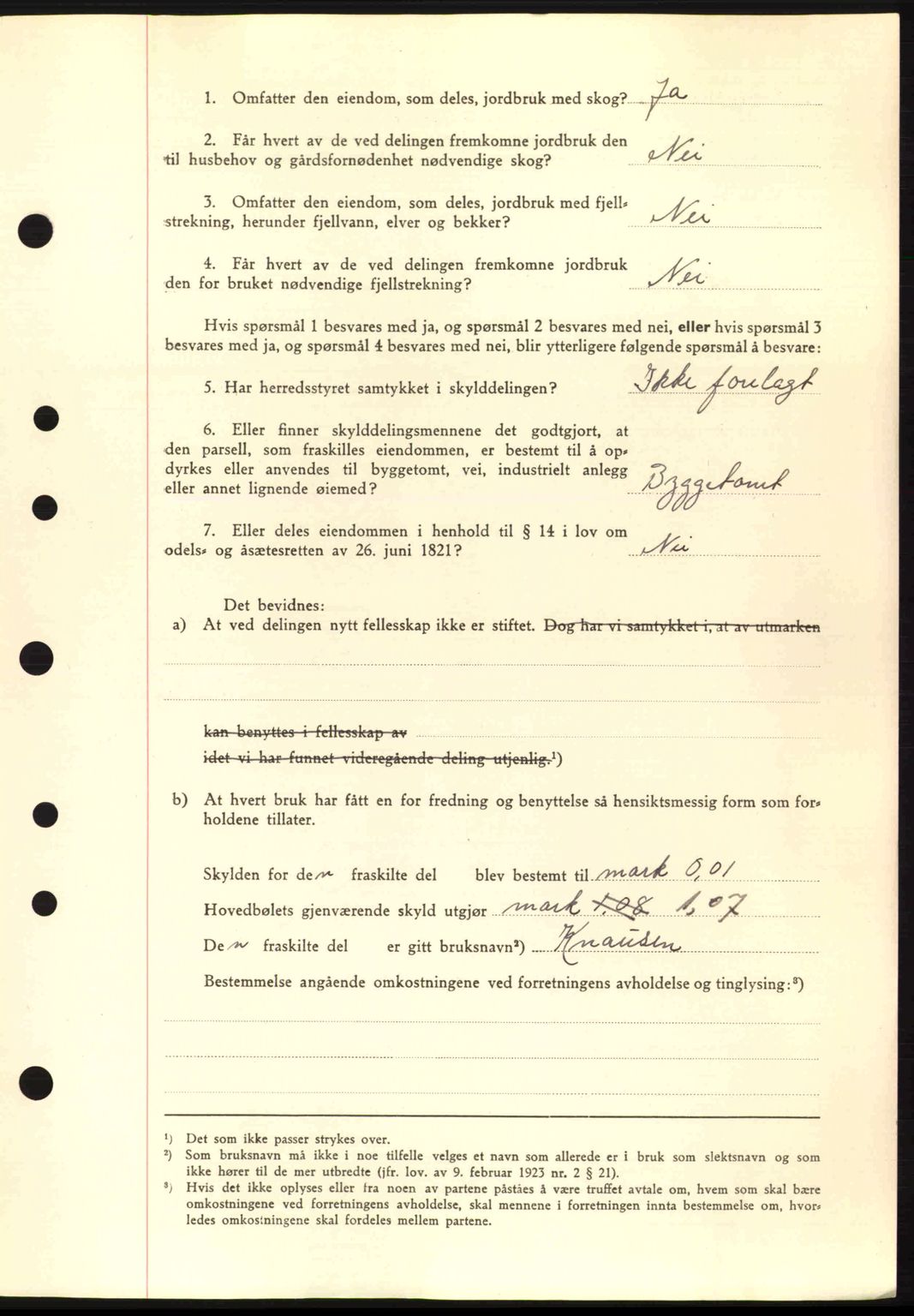 Nordre Sunnmøre sorenskriveri, AV/SAT-A-0006/1/2/2C/2Ca: Mortgage book no. A11, 1941-1941, Diary no: : 1251/1941