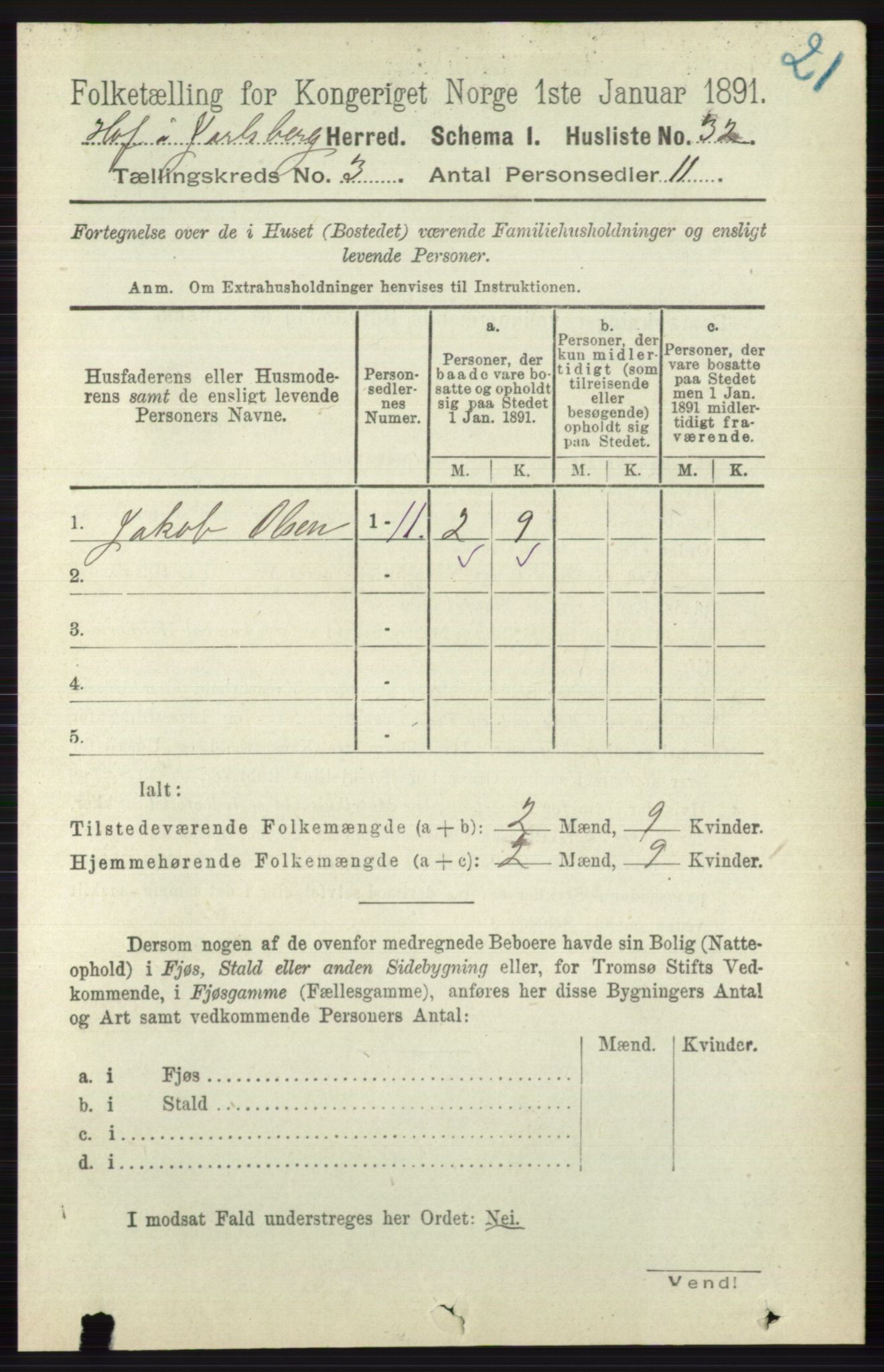 RA, 1891 census for 0714 Hof, 1891, p. 876