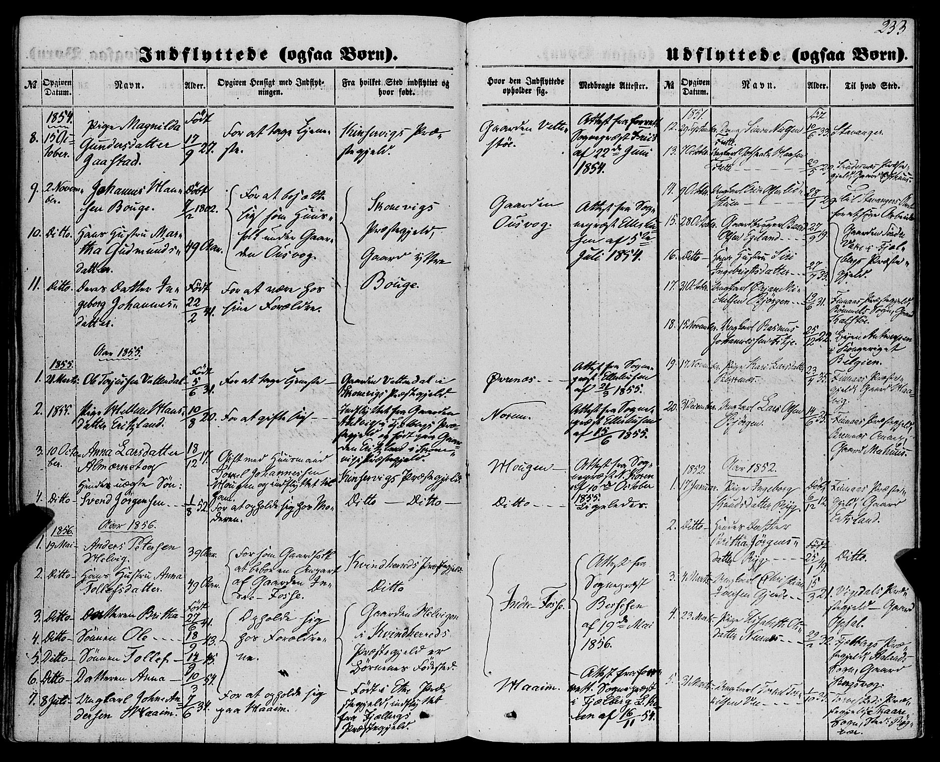 Etne sokneprestembete, AV/SAB-A-75001/H/Haa: Parish register (official) no. A 8, 1848-1862, p. 233