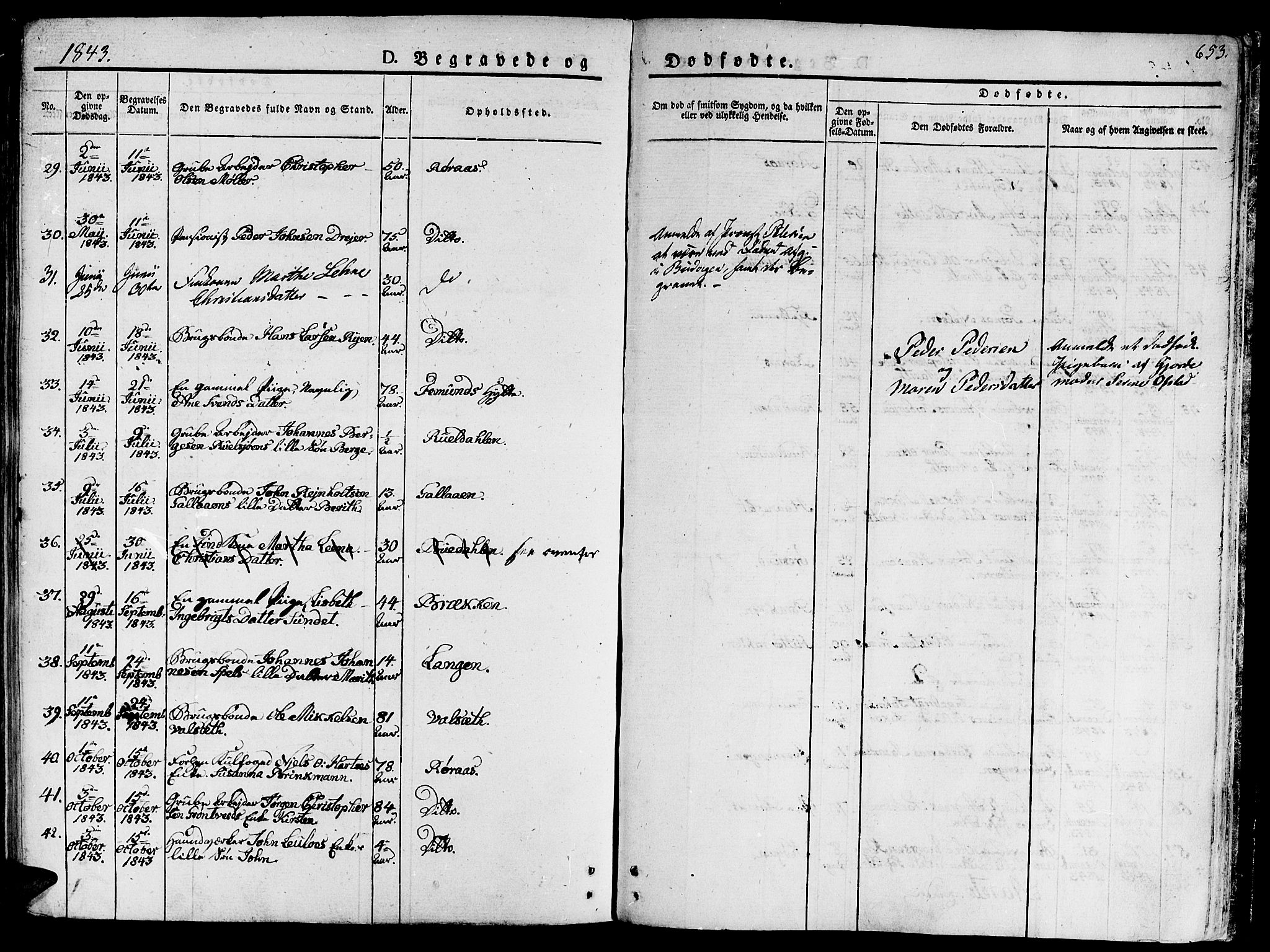 Ministerialprotokoller, klokkerbøker og fødselsregistre - Sør-Trøndelag, AV/SAT-A-1456/681/L0930: Parish register (official) no. 681A08, 1829-1844, p. 653