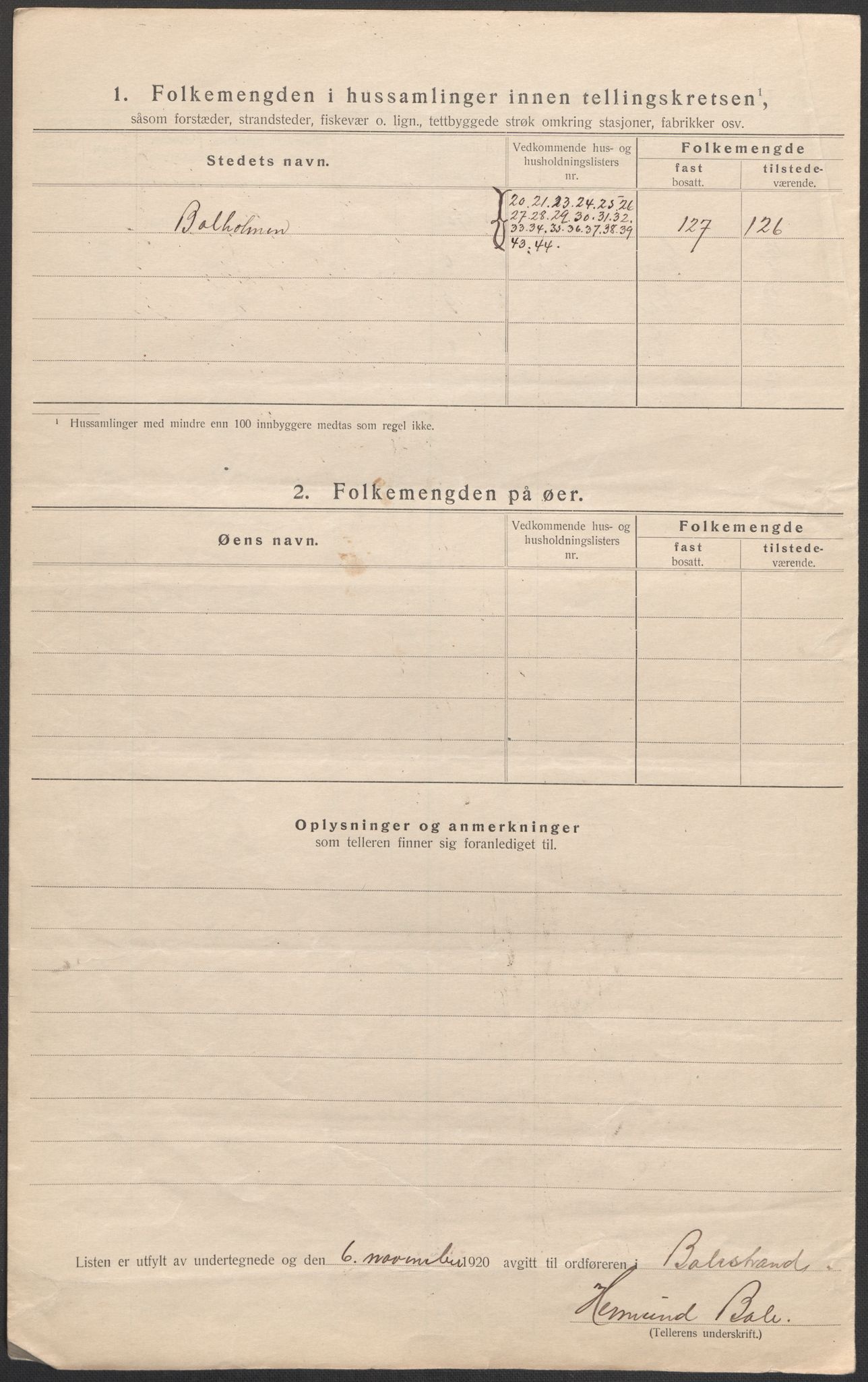 SAB, 1920 census for Balestrand, 1920, p. 10