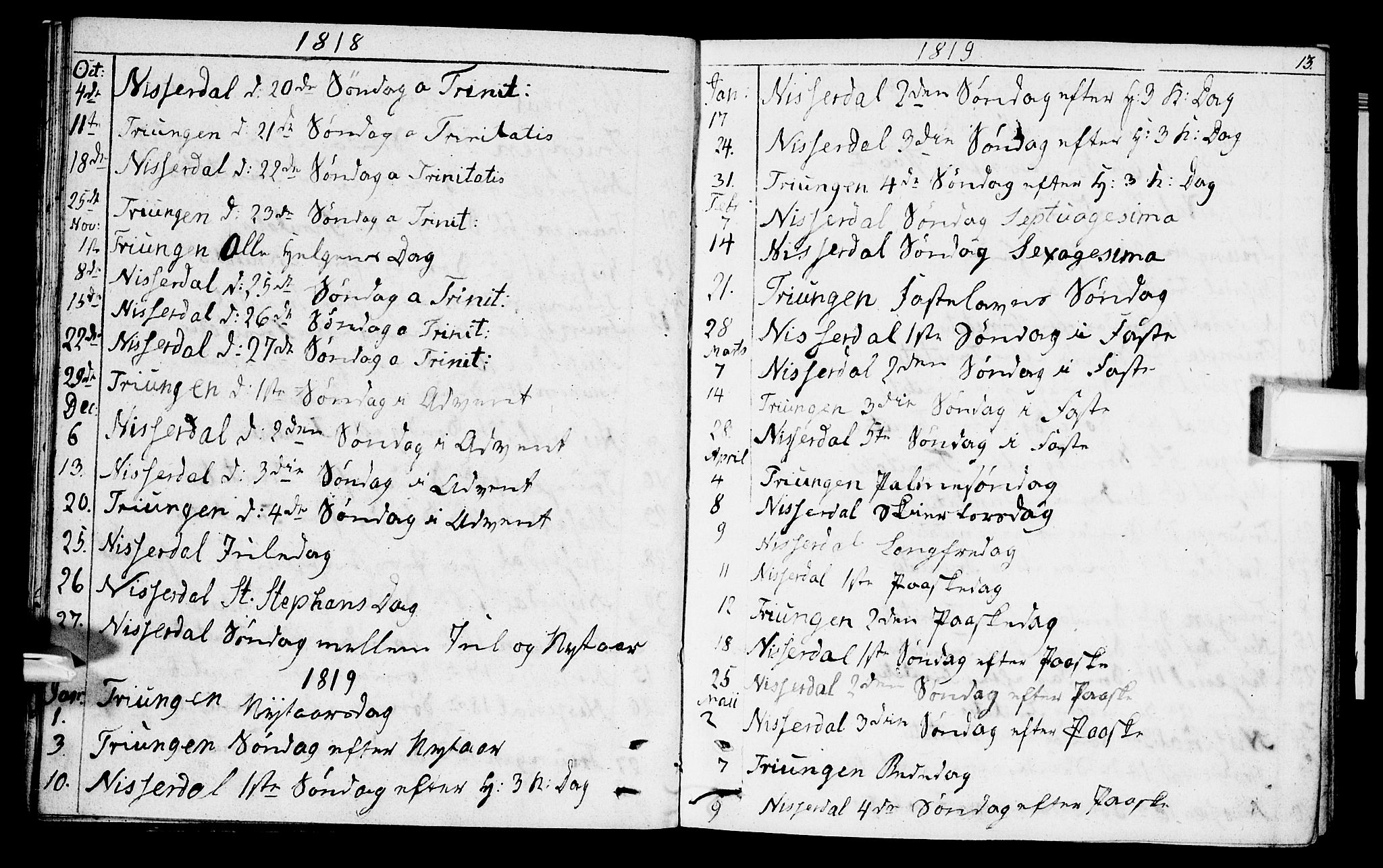 Nissedal kirkebøker, SAKO/A-288/F/Fa/L0001: Parish register (official) no. I 1, 1811-1814, p. 13