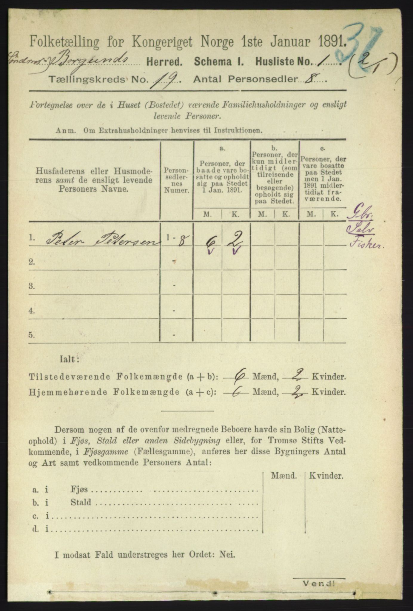 RA, 1891 census for 1531 Borgund, 1891, p. 5943
