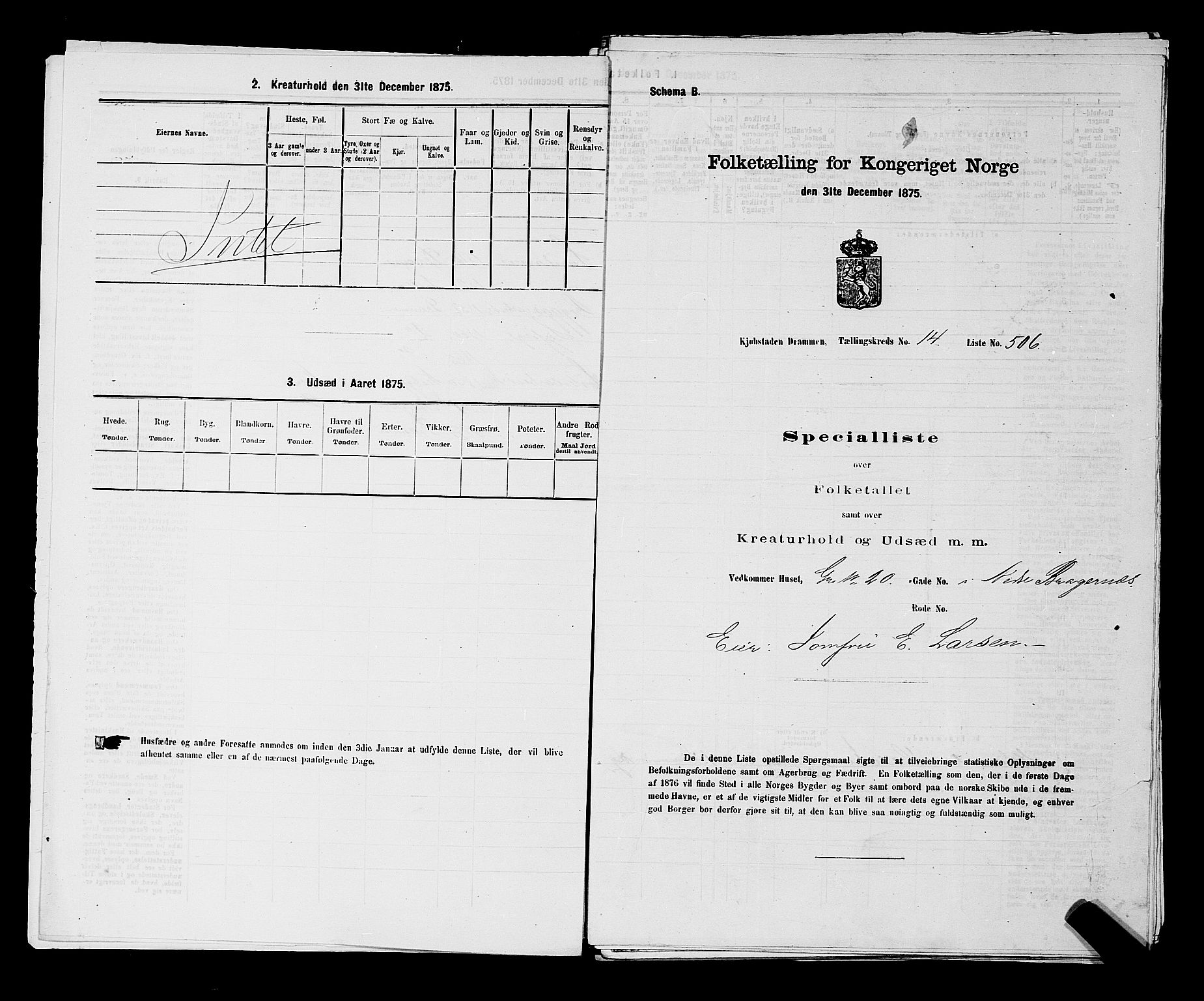 SAKO, 1875 census for 0602 Drammen, 1875, p. 1562