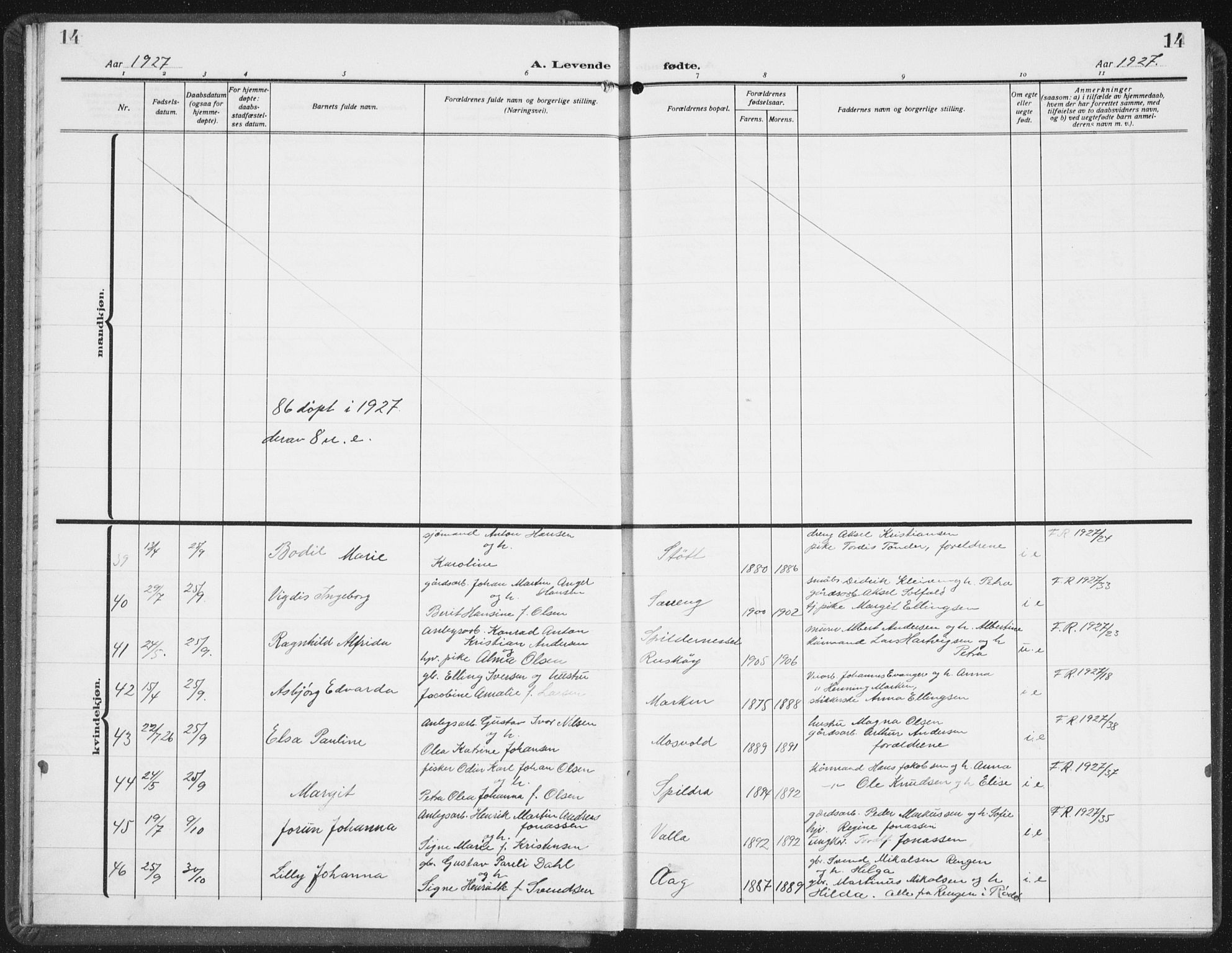 Ministerialprotokoller, klokkerbøker og fødselsregistre - Nordland, AV/SAT-A-1459/843/L0640: Parish register (copy) no. 843C09, 1925-1941, p. 14