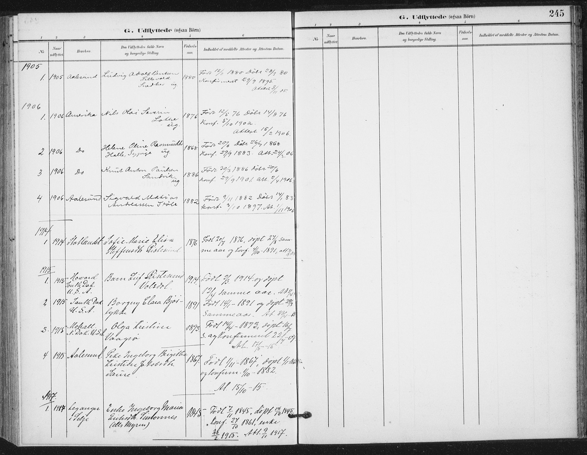 Ministerialprotokoller, klokkerbøker og fødselsregistre - Møre og Romsdal, AV/SAT-A-1454/503/L0038: Parish register (official) no. 503A06, 1901-1917, p. 245