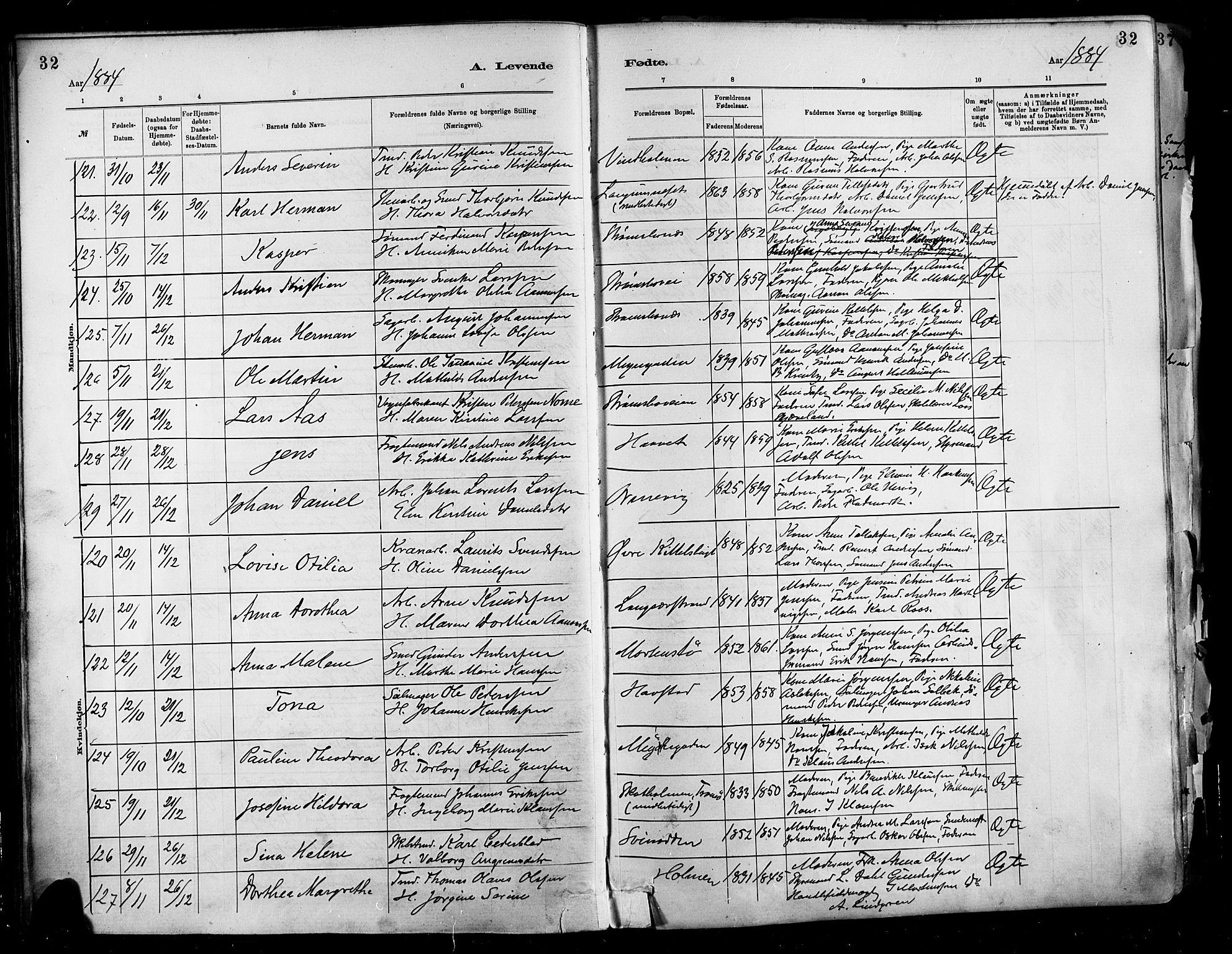 Barbu sokneprestkontor, SAK/1111-0003/F/Fa/L0002: Parish register (official) no. A 2, 1883-1898, p. 32