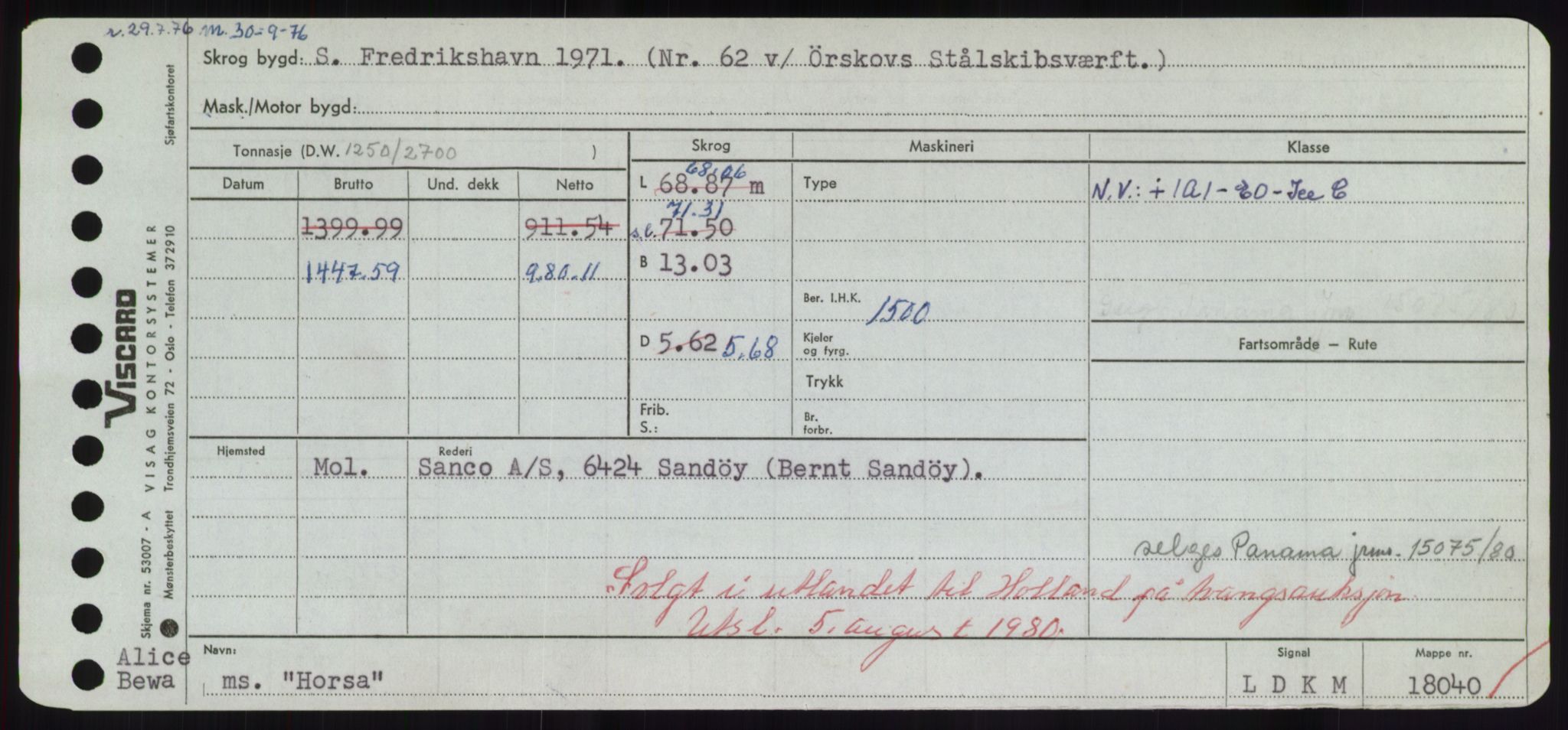 Sjøfartsdirektoratet med forløpere, Skipsmålingen, RA/S-1627/H/Hd/L0017: Fartøy, Holi-Hå, p. 99