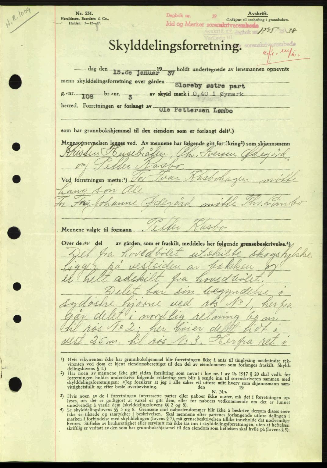 Idd og Marker sorenskriveri, AV/SAO-A-10283/G/Gb/Gbb/L0003: Mortgage book no. A3, 1938-1939, Diary no: : 1375/1938