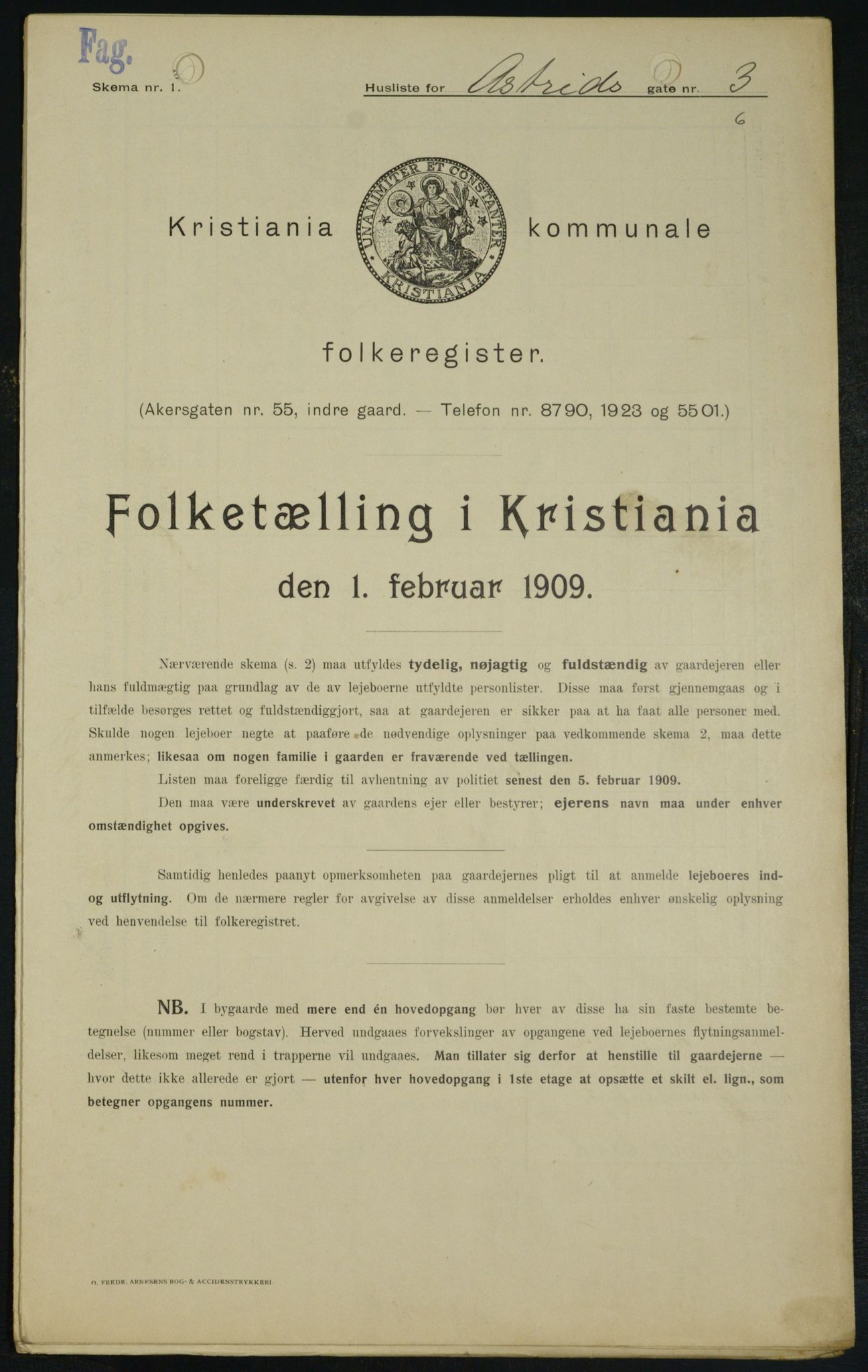 OBA, Municipal Census 1909 for Kristiania, 1909, p. 15567