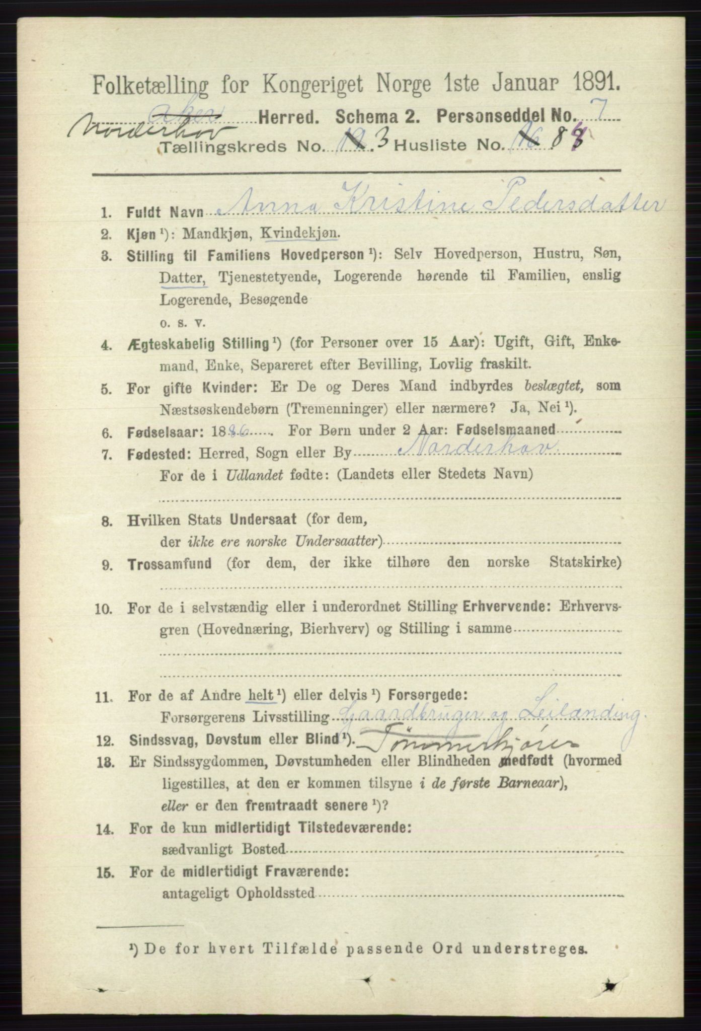 RA, 1891 census for 0613 Norderhov, 1891, p. 1677