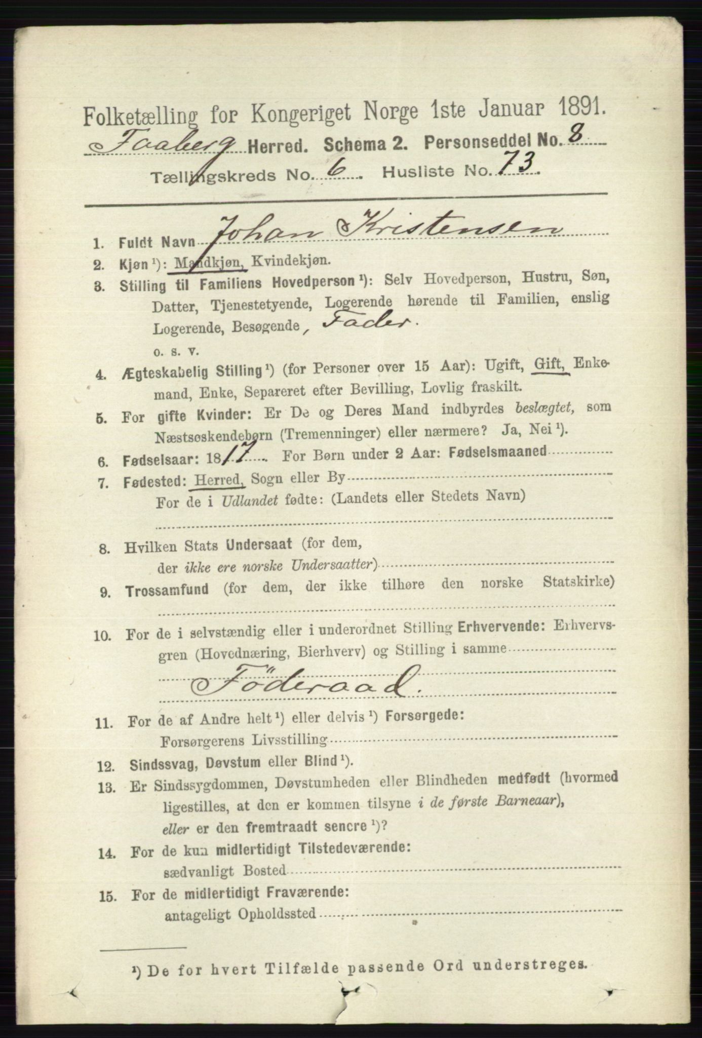 RA, 1891 census for 0524 Fåberg, 1891, p. 2676