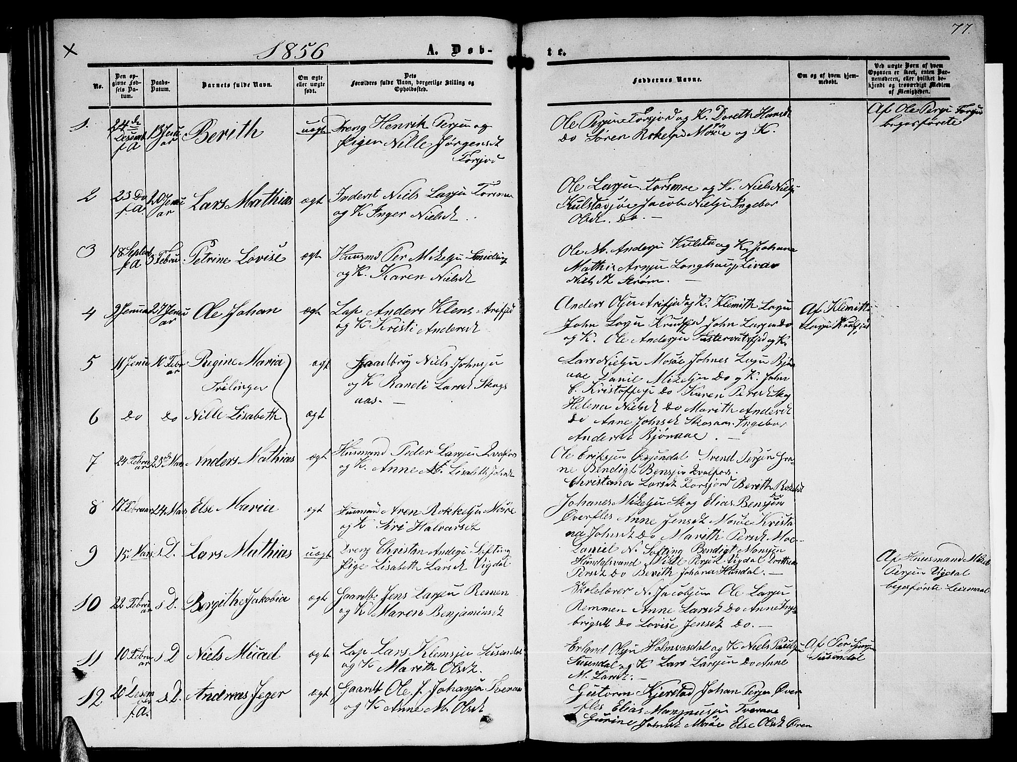 Ministerialprotokoller, klokkerbøker og fødselsregistre - Nordland, SAT/A-1459/820/L0301: Parish register (copy) no. 820C03, 1851-1858, p. 77