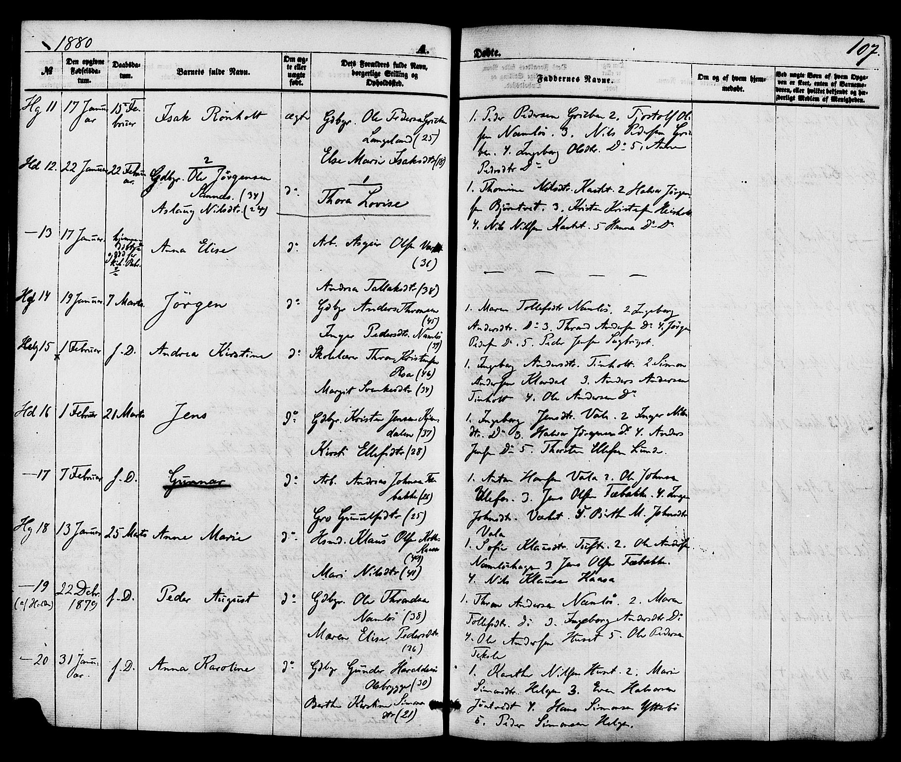 Holla kirkebøker, SAKO/A-272/F/Fa/L0007: Parish register (official) no. 7, 1869-1881, p. 107