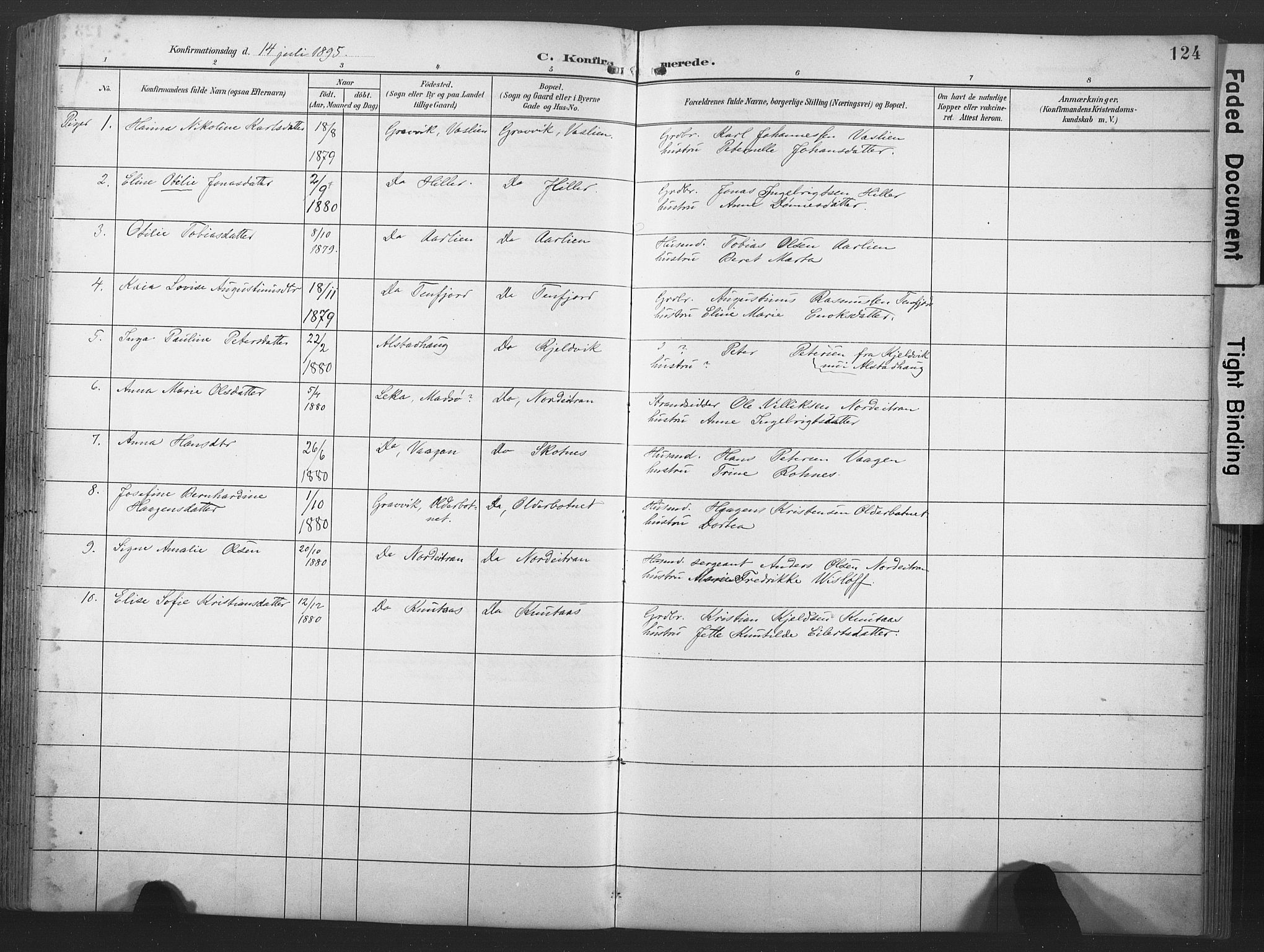 Ministerialprotokoller, klokkerbøker og fødselsregistre - Nord-Trøndelag, SAT/A-1458/789/L0706: Parish register (copy) no. 789C01, 1888-1931, p. 124