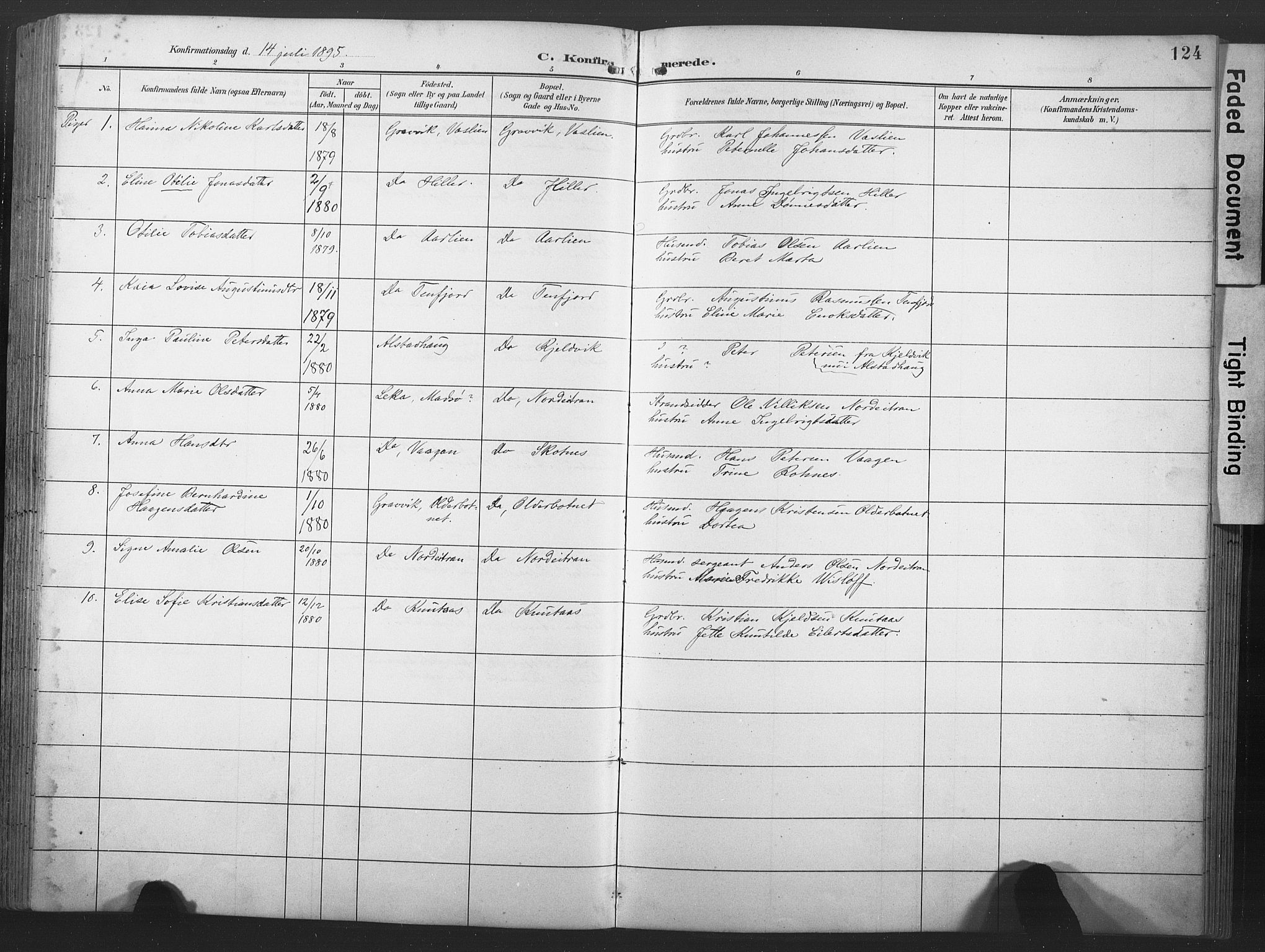 Ministerialprotokoller, klokkerbøker og fødselsregistre - Nord-Trøndelag, AV/SAT-A-1458/789/L0706: Parish register (copy) no. 789C01, 1888-1931, p. 124