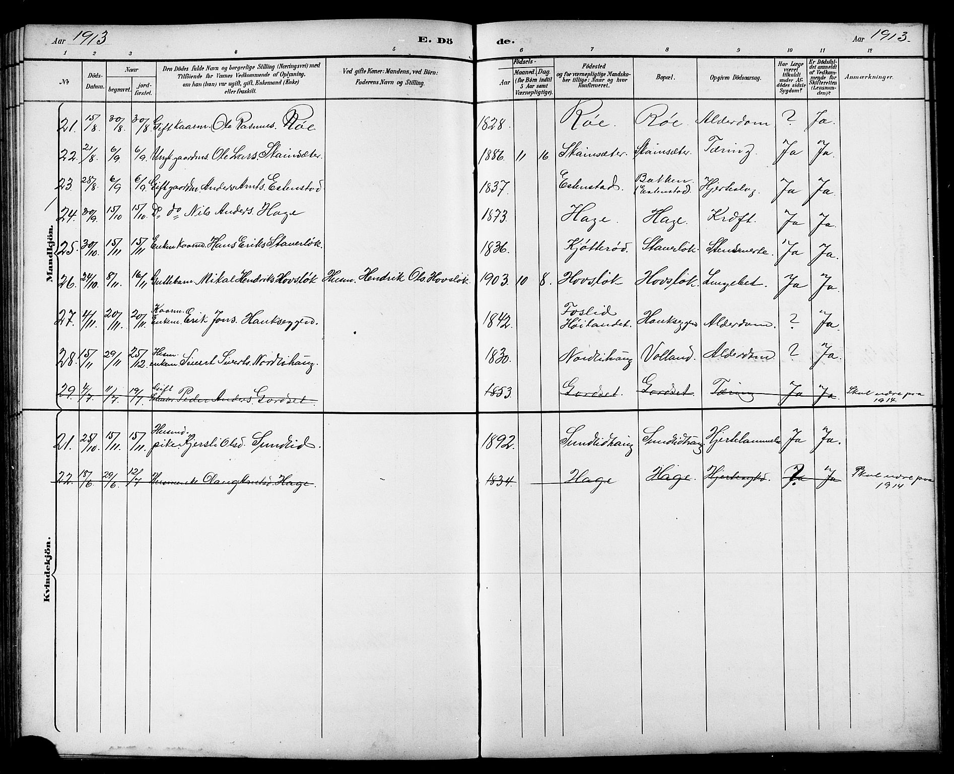 Ministerialprotokoller, klokkerbøker og fødselsregistre - Sør-Trøndelag, AV/SAT-A-1456/689/L1044: Parish register (copy) no. 689C03, 1893-1922