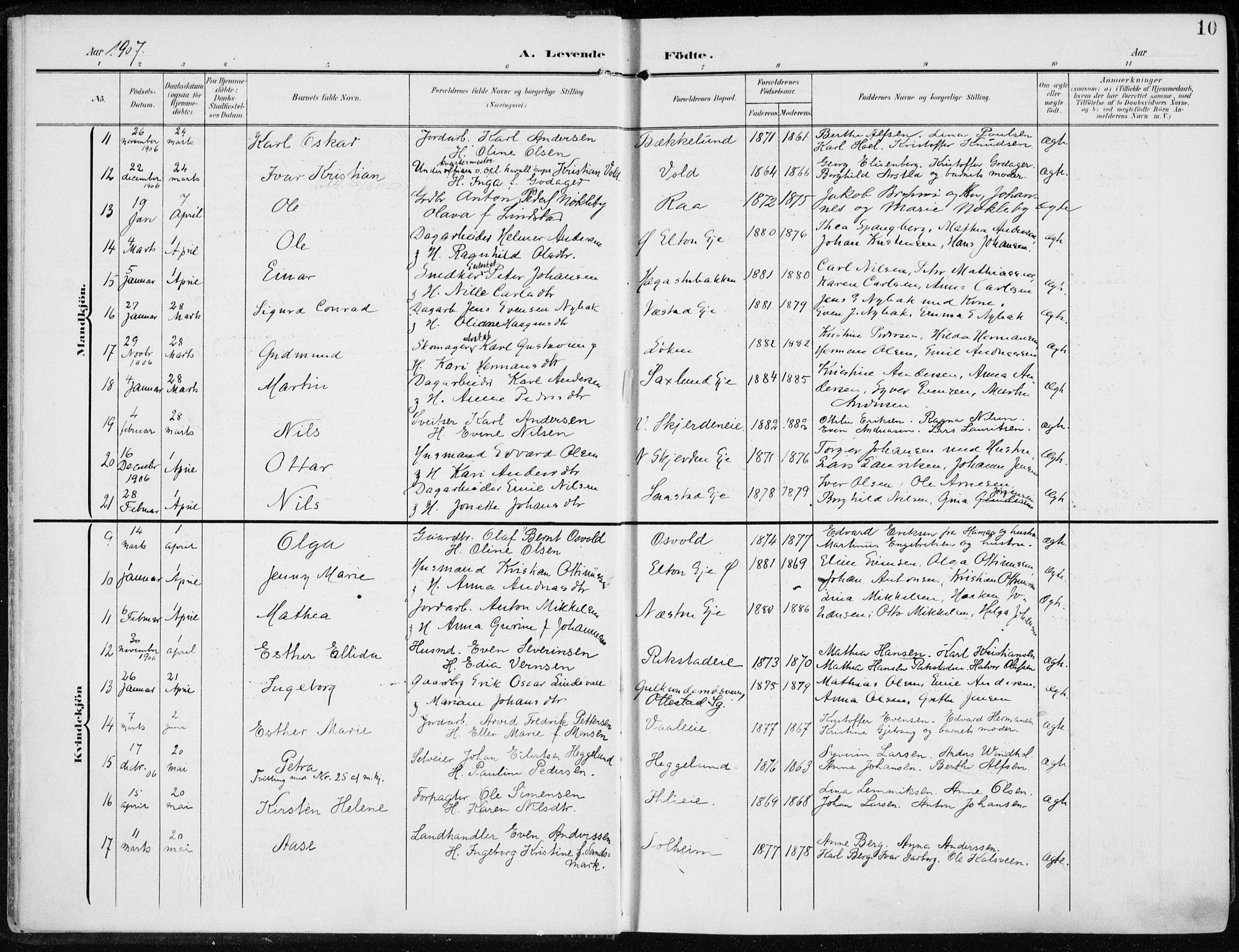 Stange prestekontor, SAH/PREST-002/K/L0024: Parish register (official) no. 24, 1906-1922, p. 10