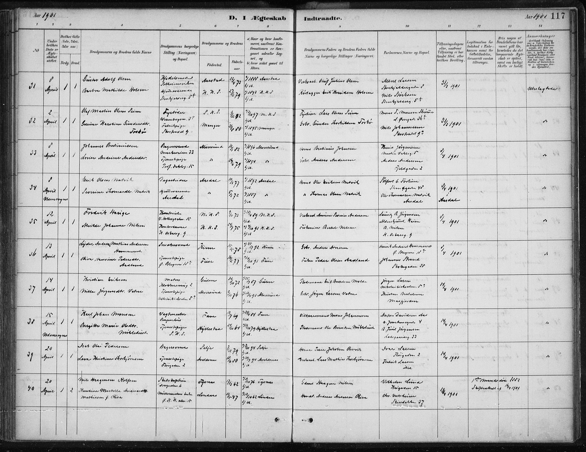 Korskirken sokneprestembete, AV/SAB-A-76101/H/Hab: Parish register (copy) no. D 3, 1887-1906, p. 117