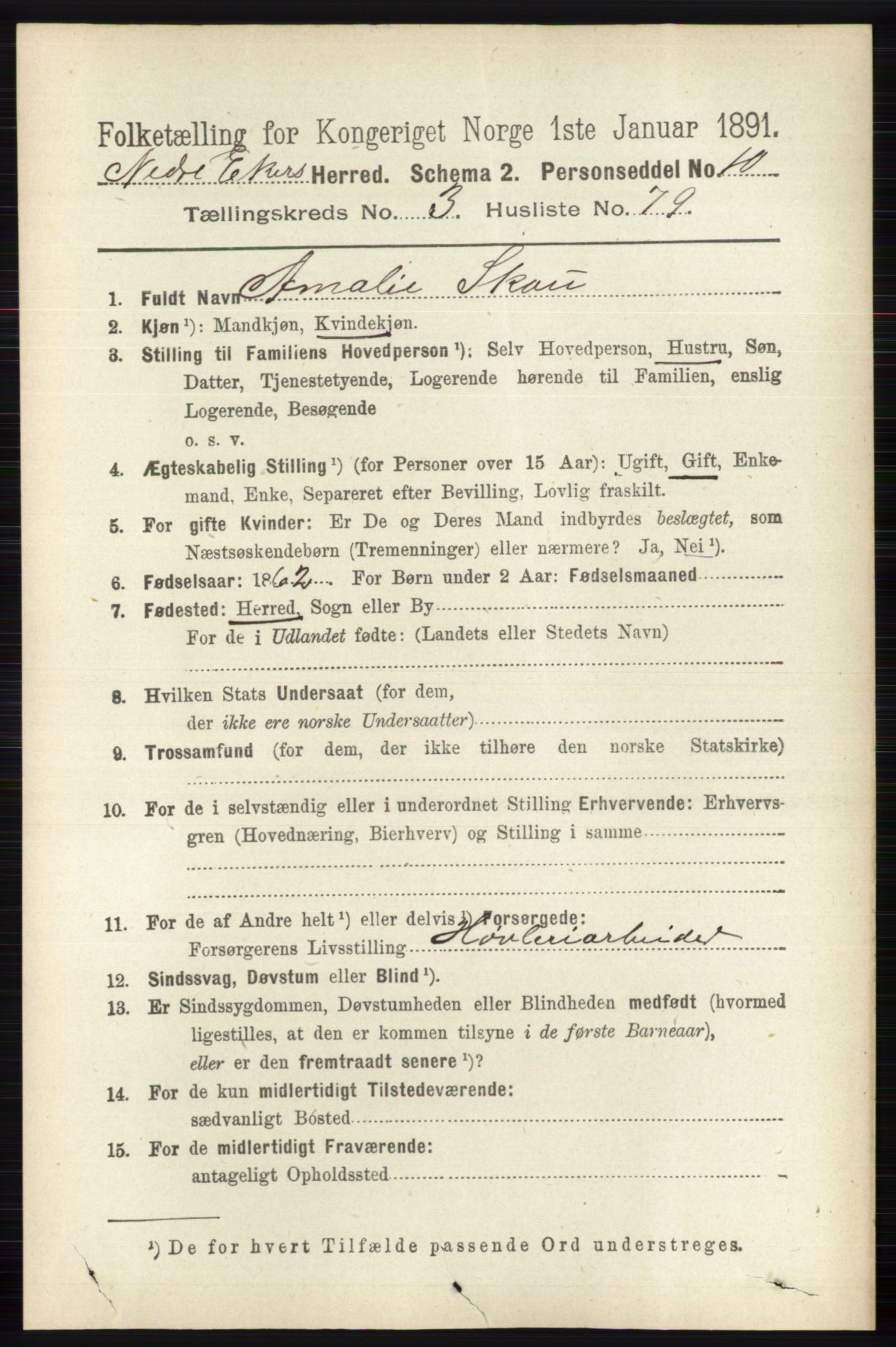 RA, 1891 census for 0625 Nedre Eiker, 1891, p. 1647