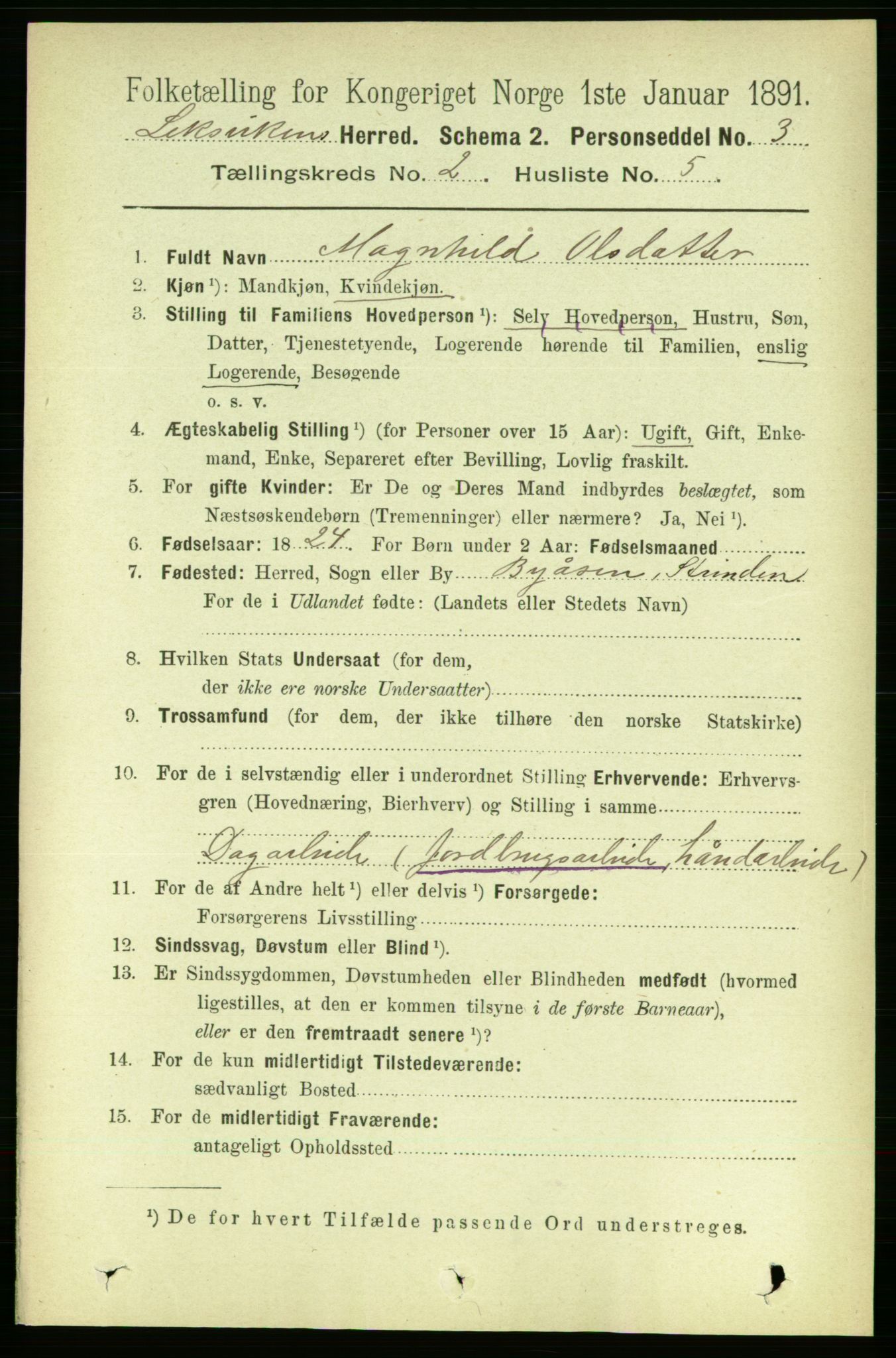 RA, 1891 census for 1718 Leksvik, 1891, p. 696