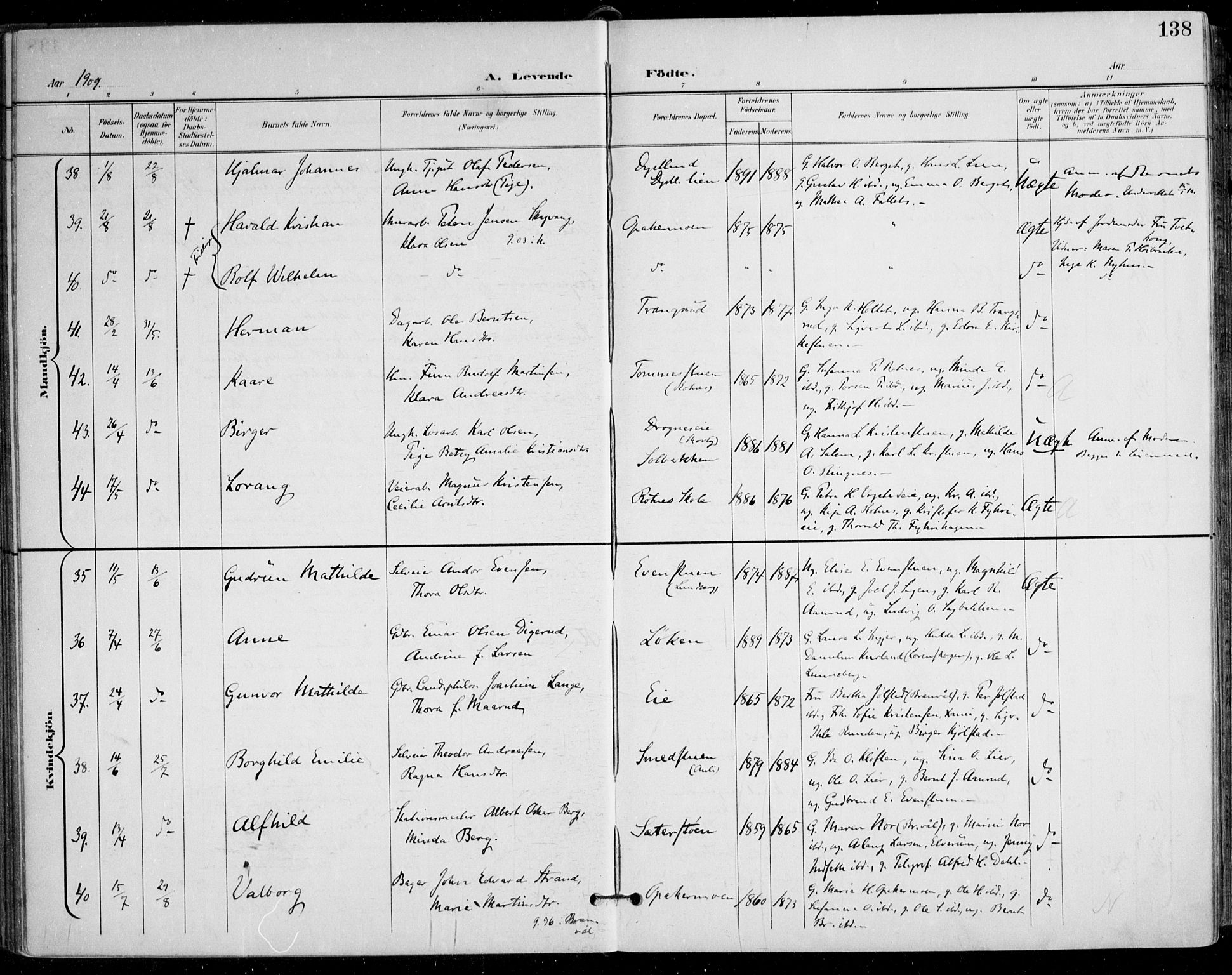 Nes prestekontor Kirkebøker, AV/SAO-A-10410/F/Fa/L0011: Parish register (official) no. I 11, 1899-1918, p. 138