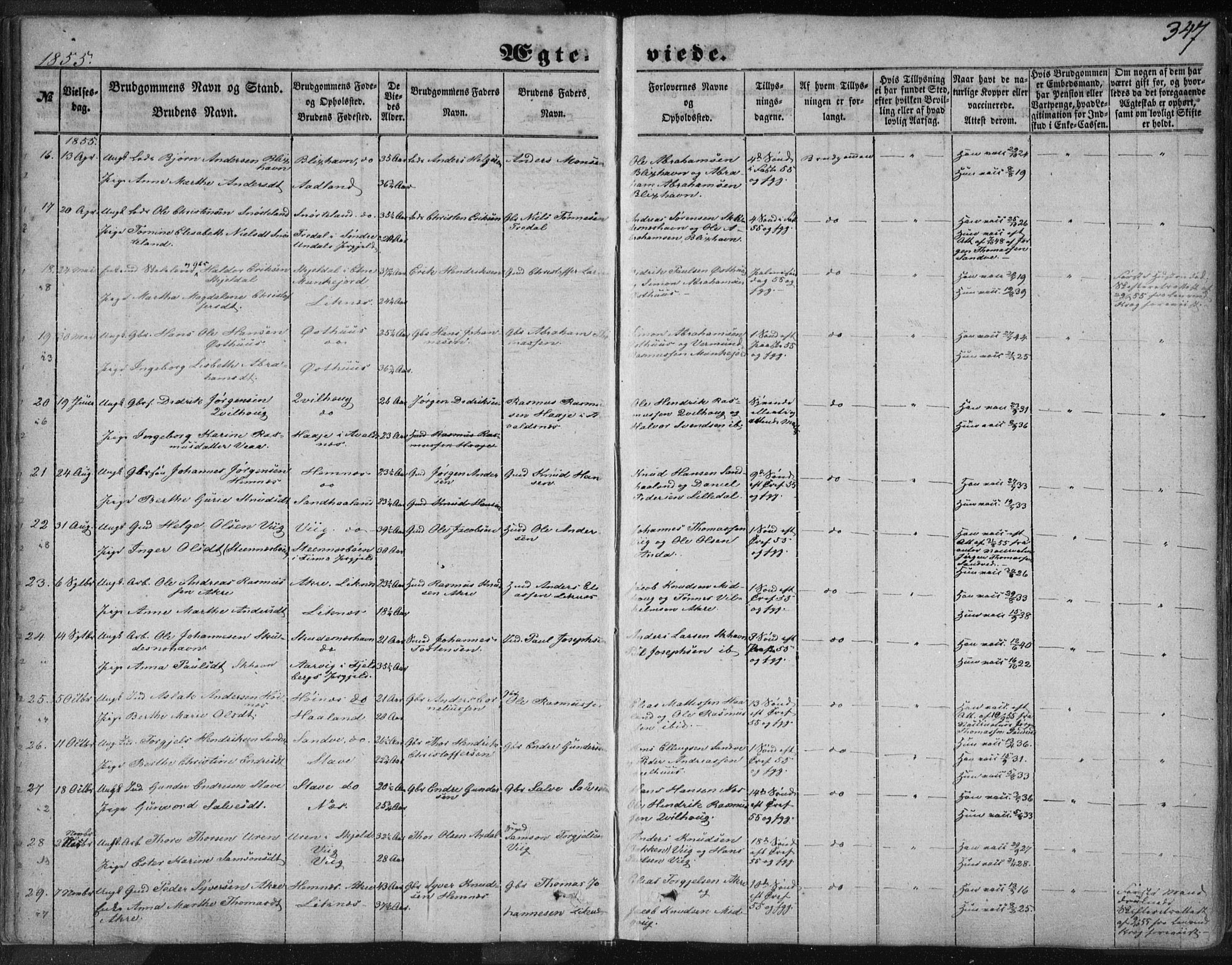 Skudenes sokneprestkontor, AV/SAST-A -101849/H/Ha/Haa/L0005: Parish register (official) no. A 3.2, 1847-1863, p. 347