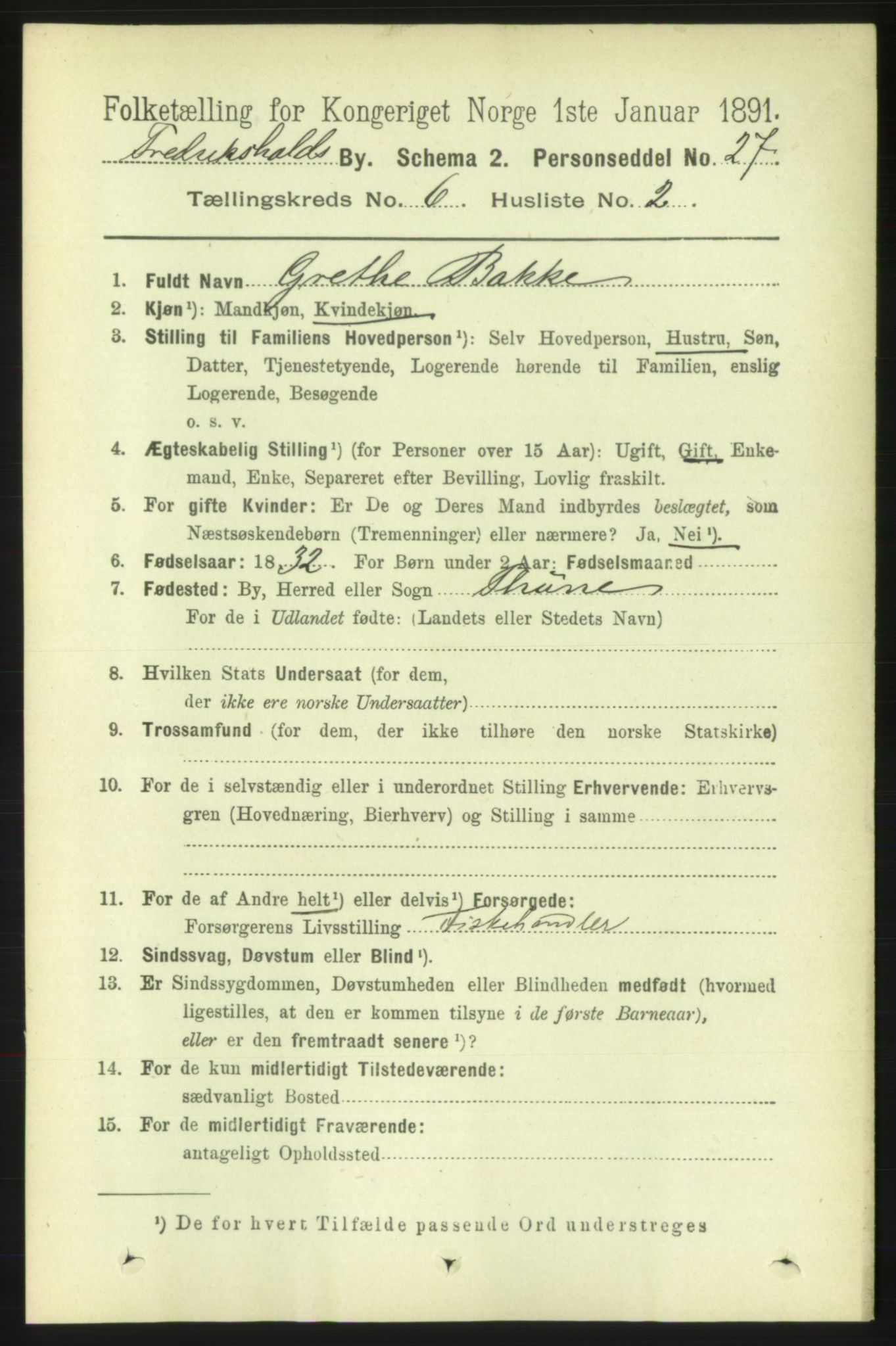 RA, 1891 census for 0101 Fredrikshald, 1891, p. 4490