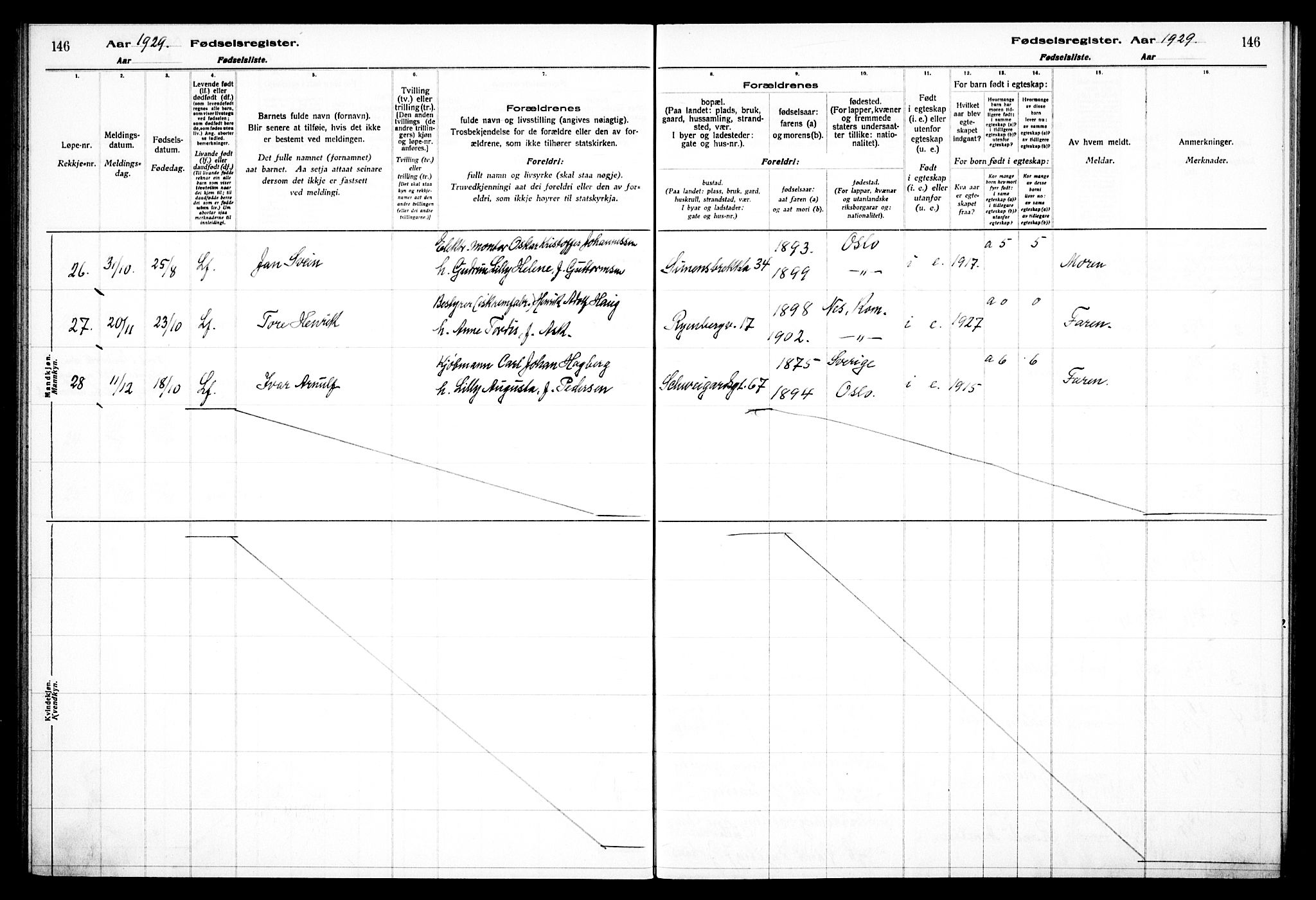 Gamlebyen prestekontor Kirkebøker, AV/SAO-A-10884/J/Ja/L0001: Birth register no. 1, 1916-1936, p. 146