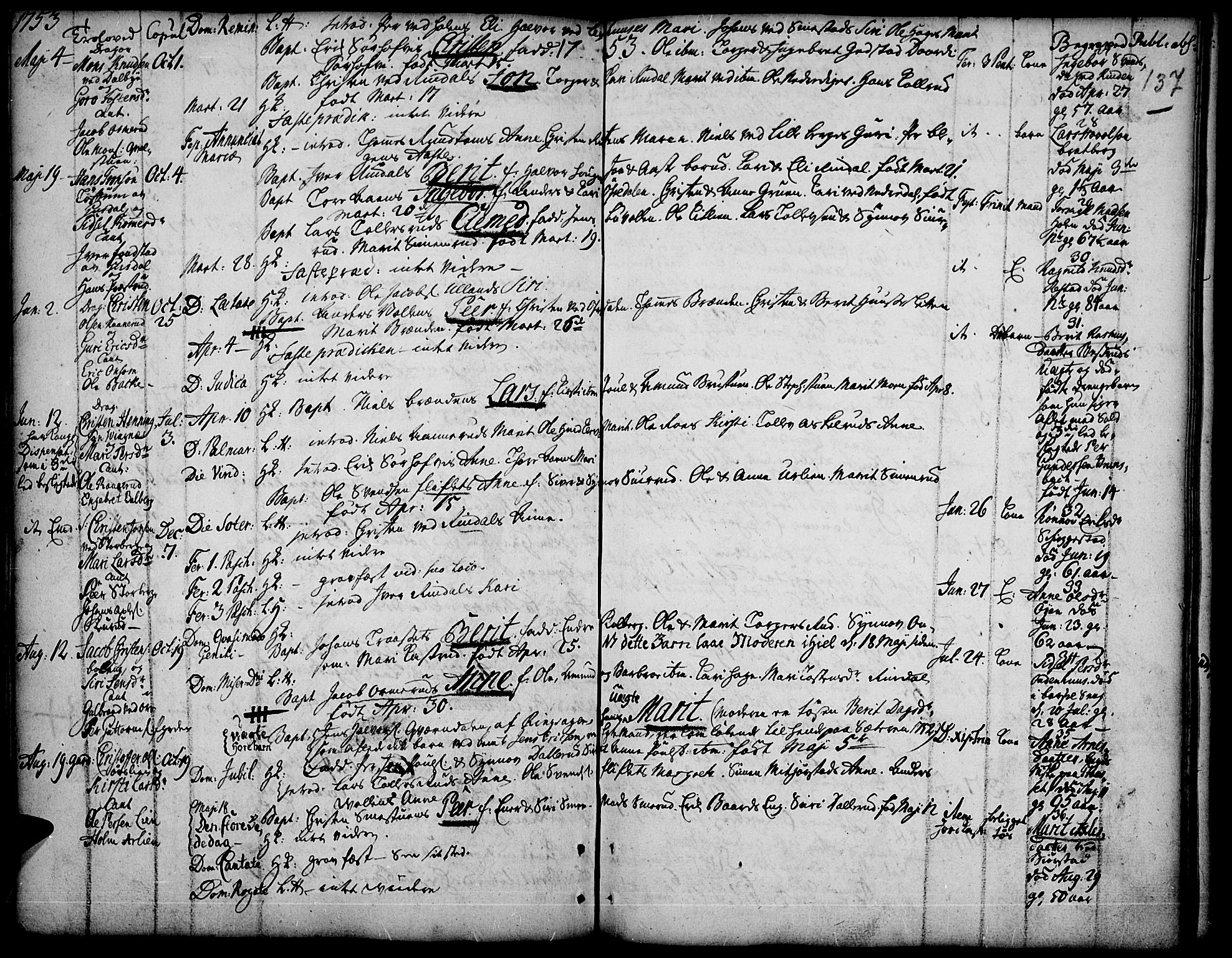 Fåberg prestekontor, AV/SAH-PREST-086/H/Ha/Haa/L0001: Parish register (official) no. 1, 1727-1775, p. 137