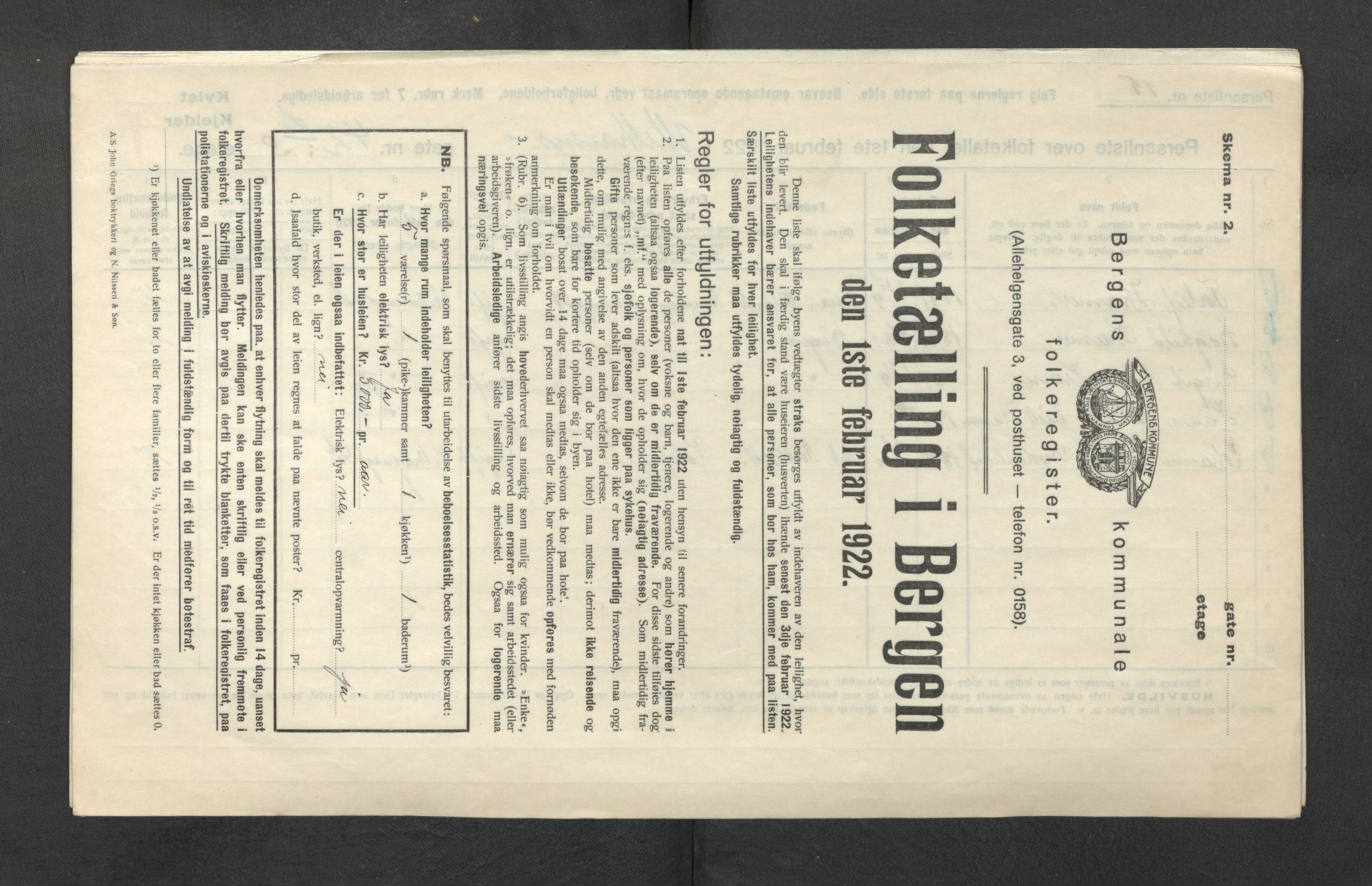 SAB, Municipal Census 1922 for Bergen, 1922, p. 47269