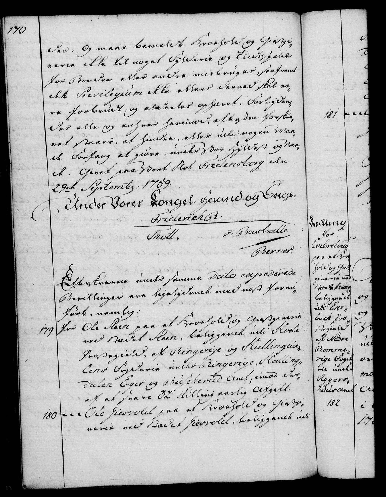 Rentekammeret, Kammerkanselliet, RA/EA-3111/G/Gg/Gga/L0007: Norsk ekspedisjonsprotokoll med register (merket RK 53.7), 1759-1768, p. 170