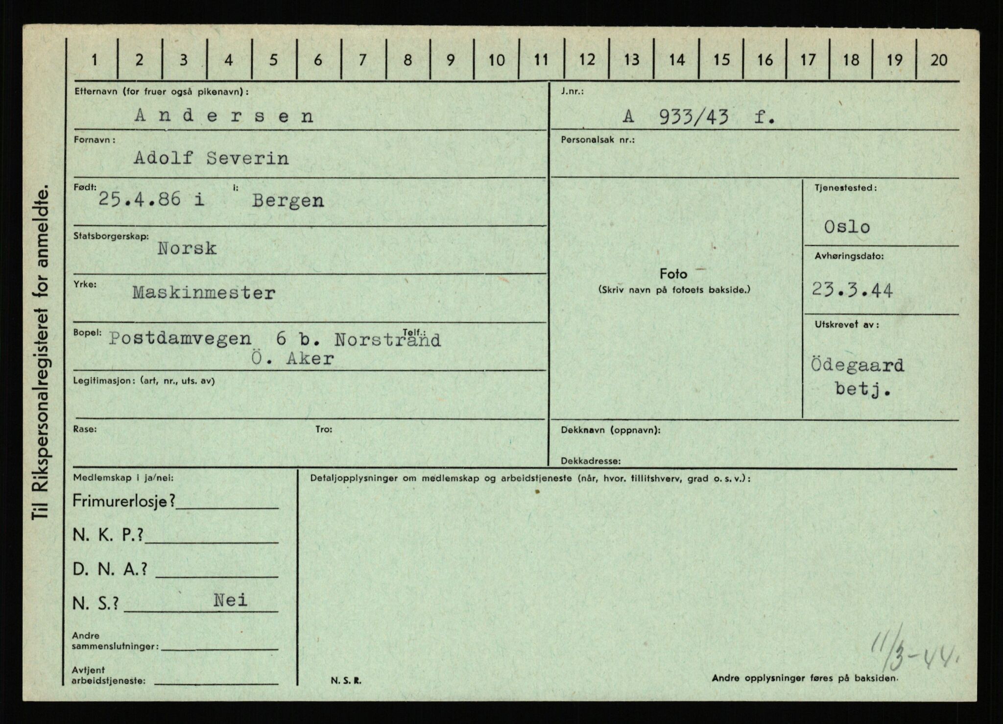 Statspolitiet - Hovedkontoret / Osloavdelingen, AV/RA-S-1329/C/Ca/L0001: Aabakken - Armann, 1943-1945, p. 1961