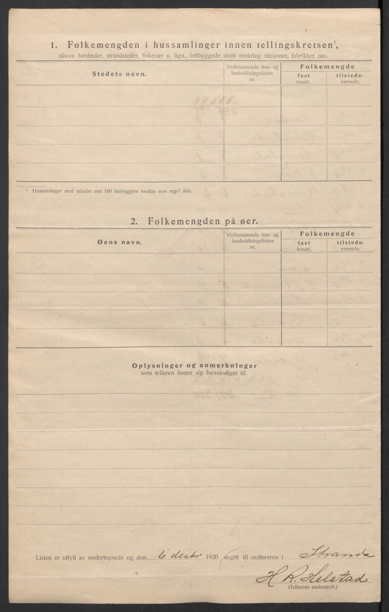 SAT, 1920 census for Stranda, 1920, p. 16