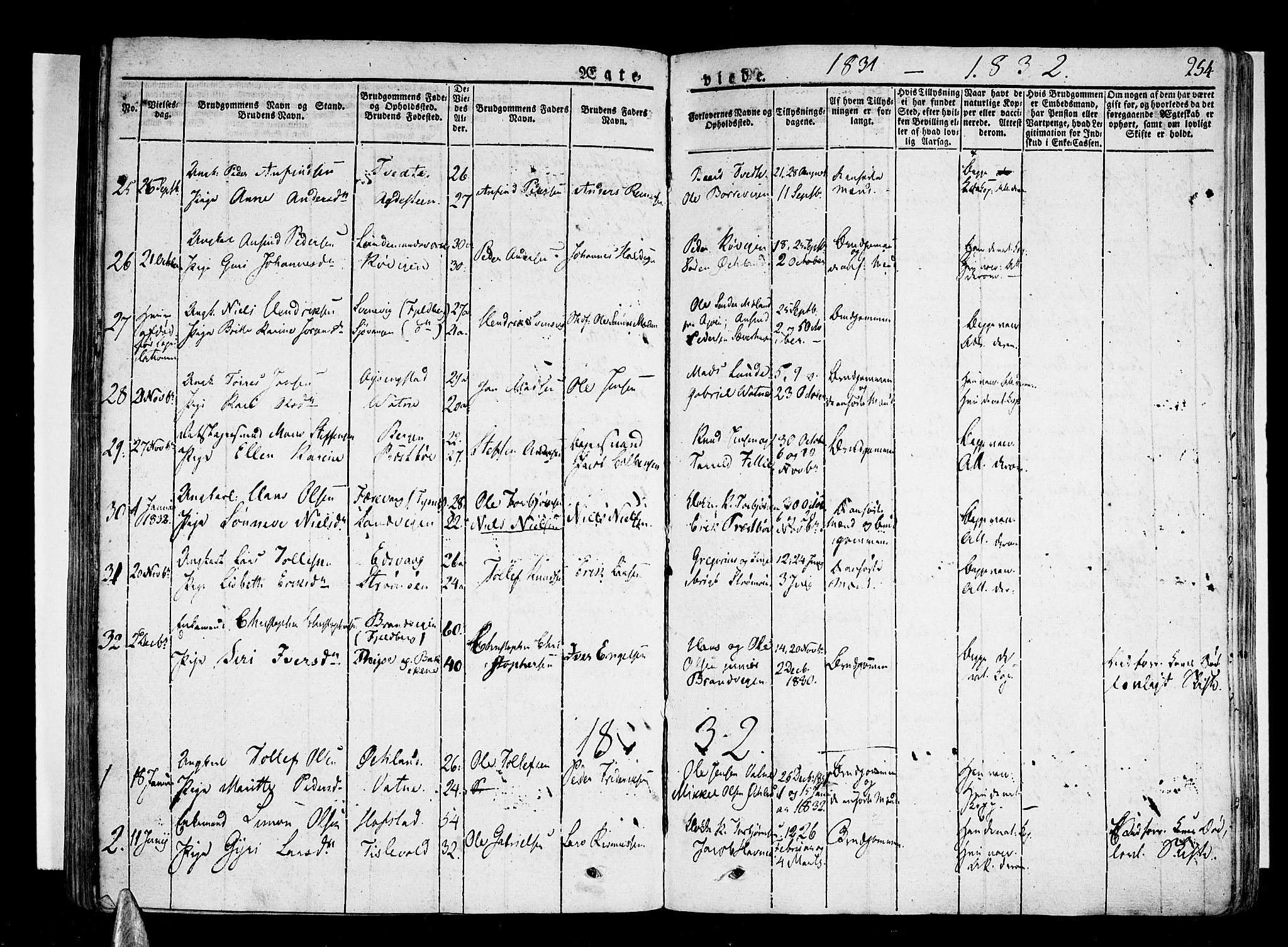 Stord sokneprestembete, AV/SAB-A-78201/H/Haa: Parish register (official) no. A 6, 1826-1840, p. 254