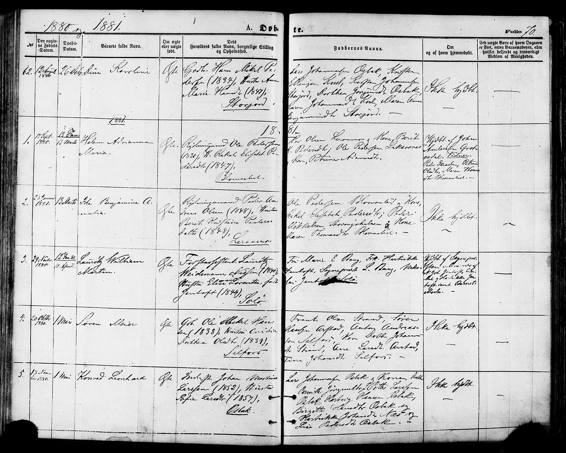 Ministerialprotokoller, klokkerbøker og fødselsregistre - Nordland, SAT/A-1459/846/L0645: Parish register (official) no. 846A03, 1872-1886, p. 70