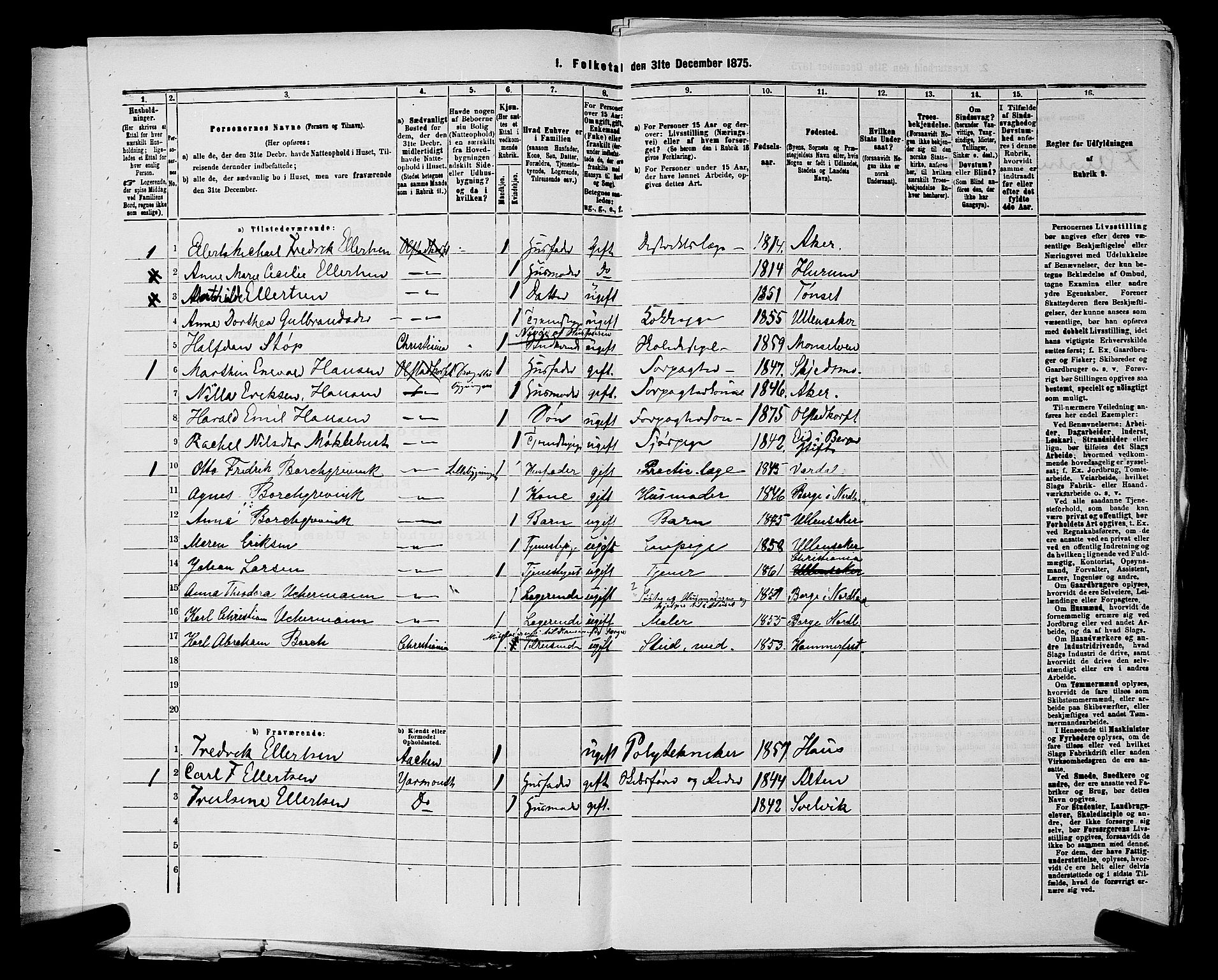 RA, 1875 census for 0235P Ullensaker, 1875, p. 163