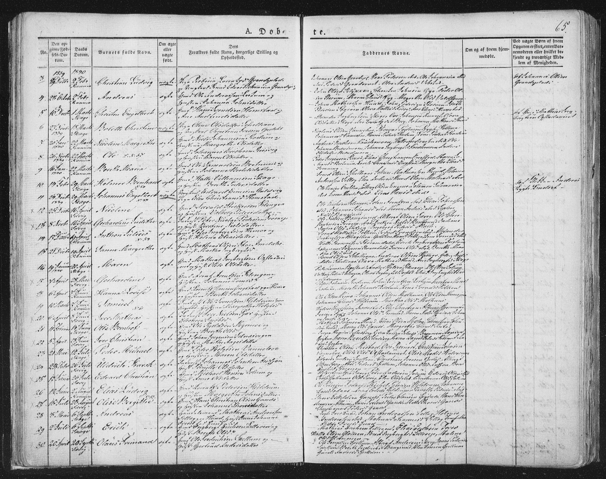 Ministerialprotokoller, klokkerbøker og fødselsregistre - Nord-Trøndelag, SAT/A-1458/764/L0551: Parish register (official) no. 764A07a, 1824-1864, p. 65