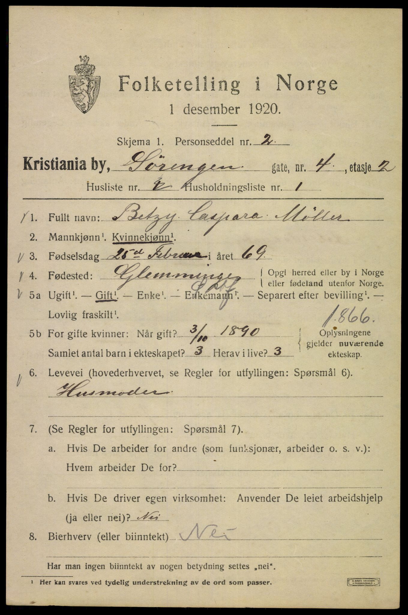 SAO, 1920 census for Kristiania, 1920, p. 562067