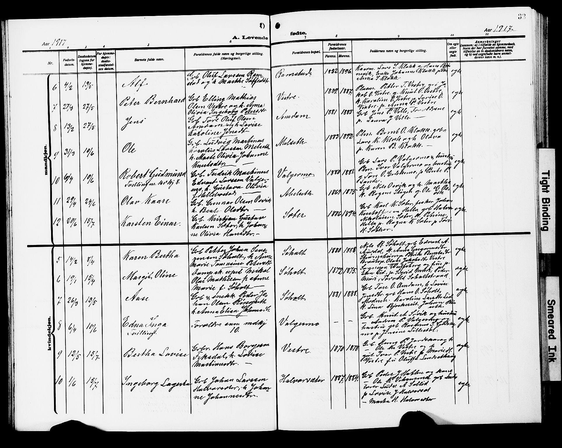 Ministerialprotokoller, klokkerbøker og fødselsregistre - Møre og Romsdal, AV/SAT-A-1454/522/L0328: Parish register (copy) no. 522C07, 1909-1925, p. 33