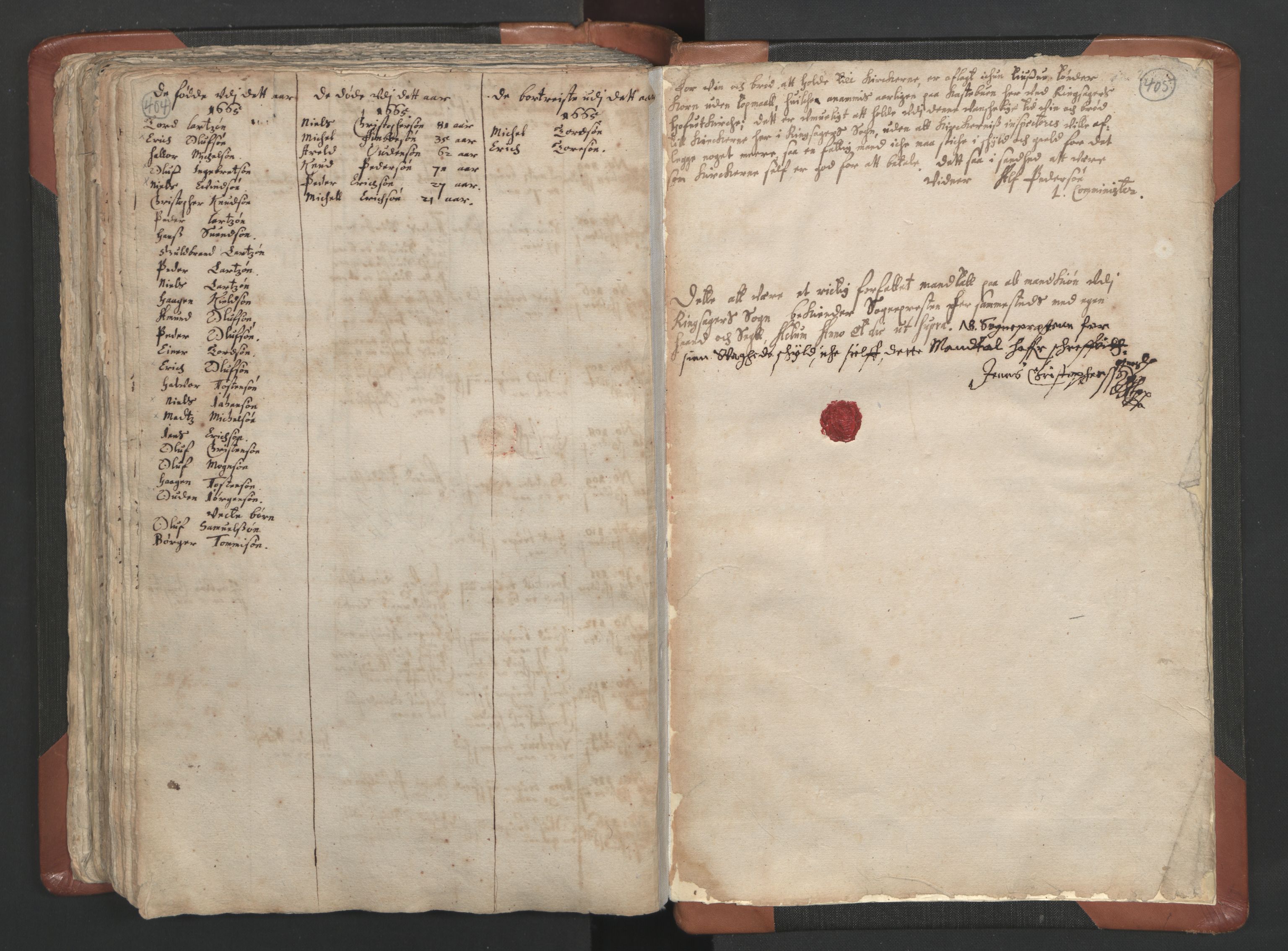 RA, Vicar's Census 1664-1666, no. 5: Hedmark deanery, 1664-1666, p. 404-405