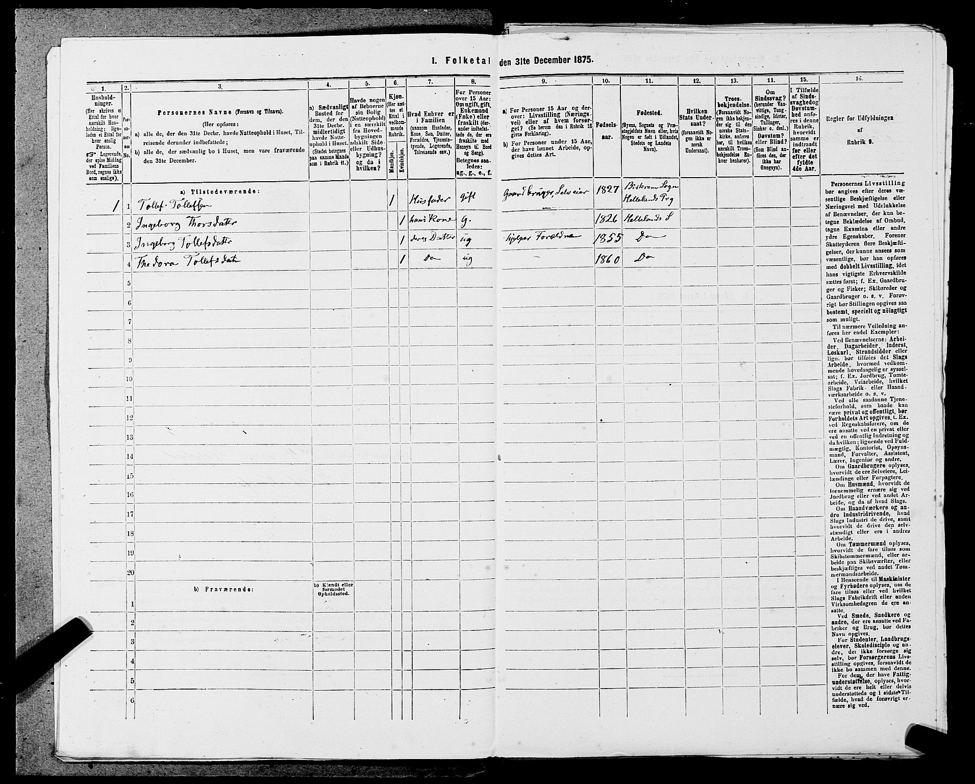 SAST, 1875 census for 1115P Helleland, 1875, p. 68