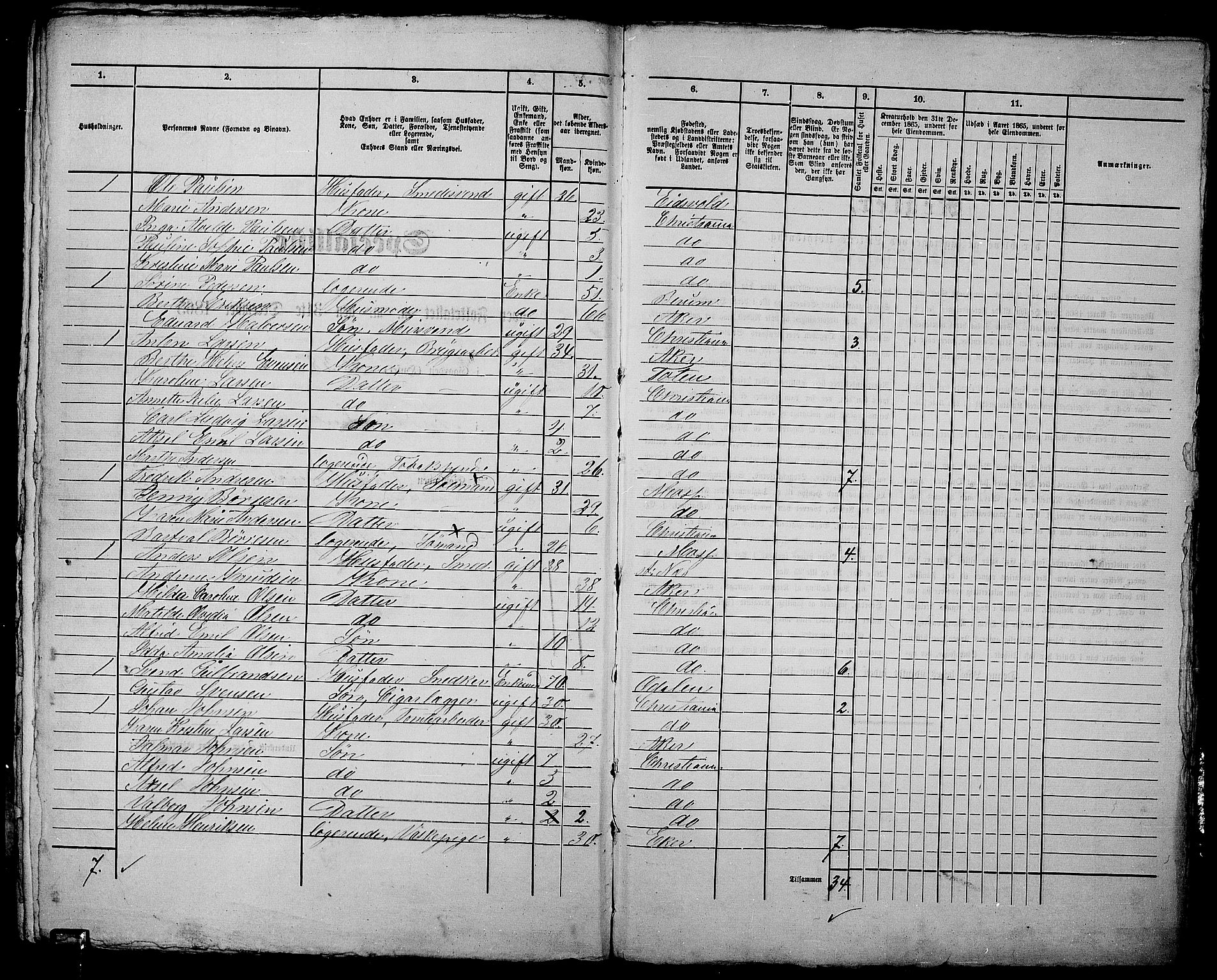 RA, 1865 census for Kristiania, 1865, p. 3613