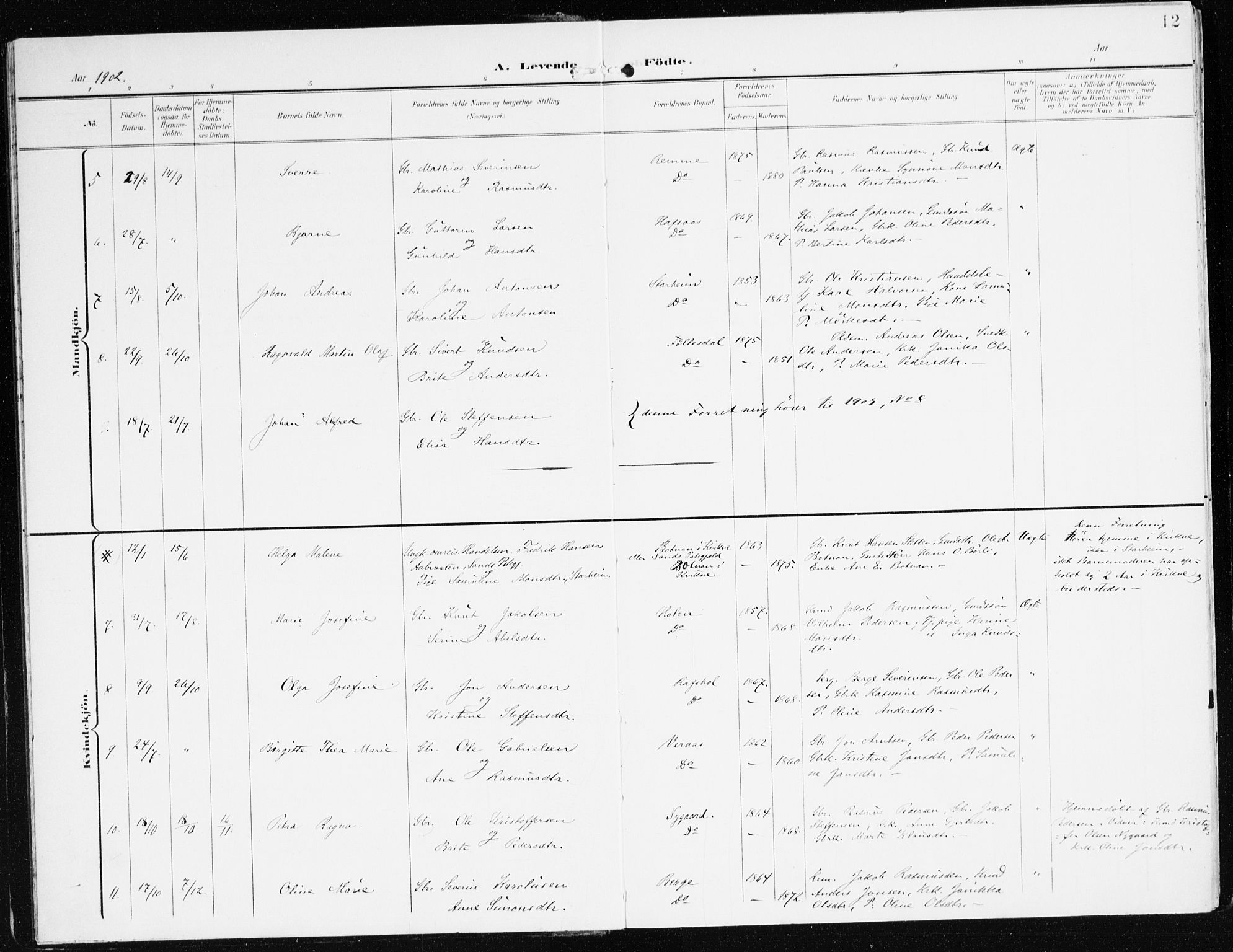 Eid sokneprestembete, AV/SAB-A-82301/H/Haa/Haac/L0002: Parish register (official) no. C 2, 1899-1927, p. 12