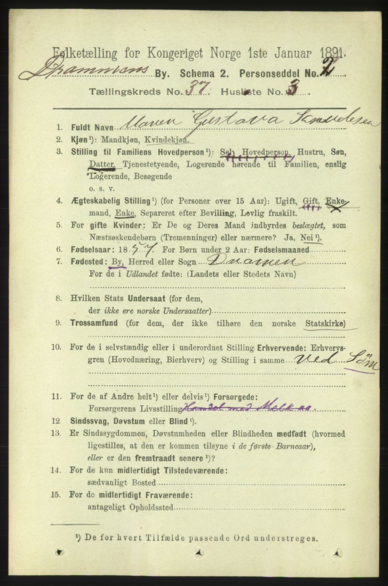 RA, 1891 census for 0602 Drammen, 1891, p. 22813