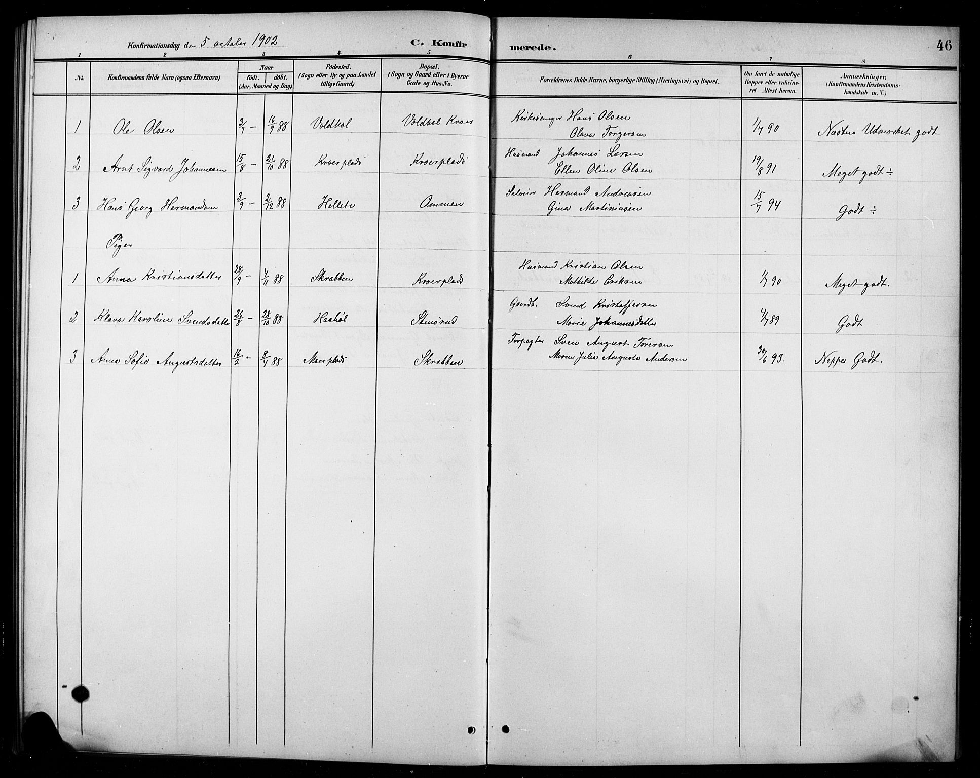 Ås prestekontor Kirkebøker, SAO/A-10894/G/Gc/L0001: Parish register (copy) no. III 1, 1901-1924, p. 46