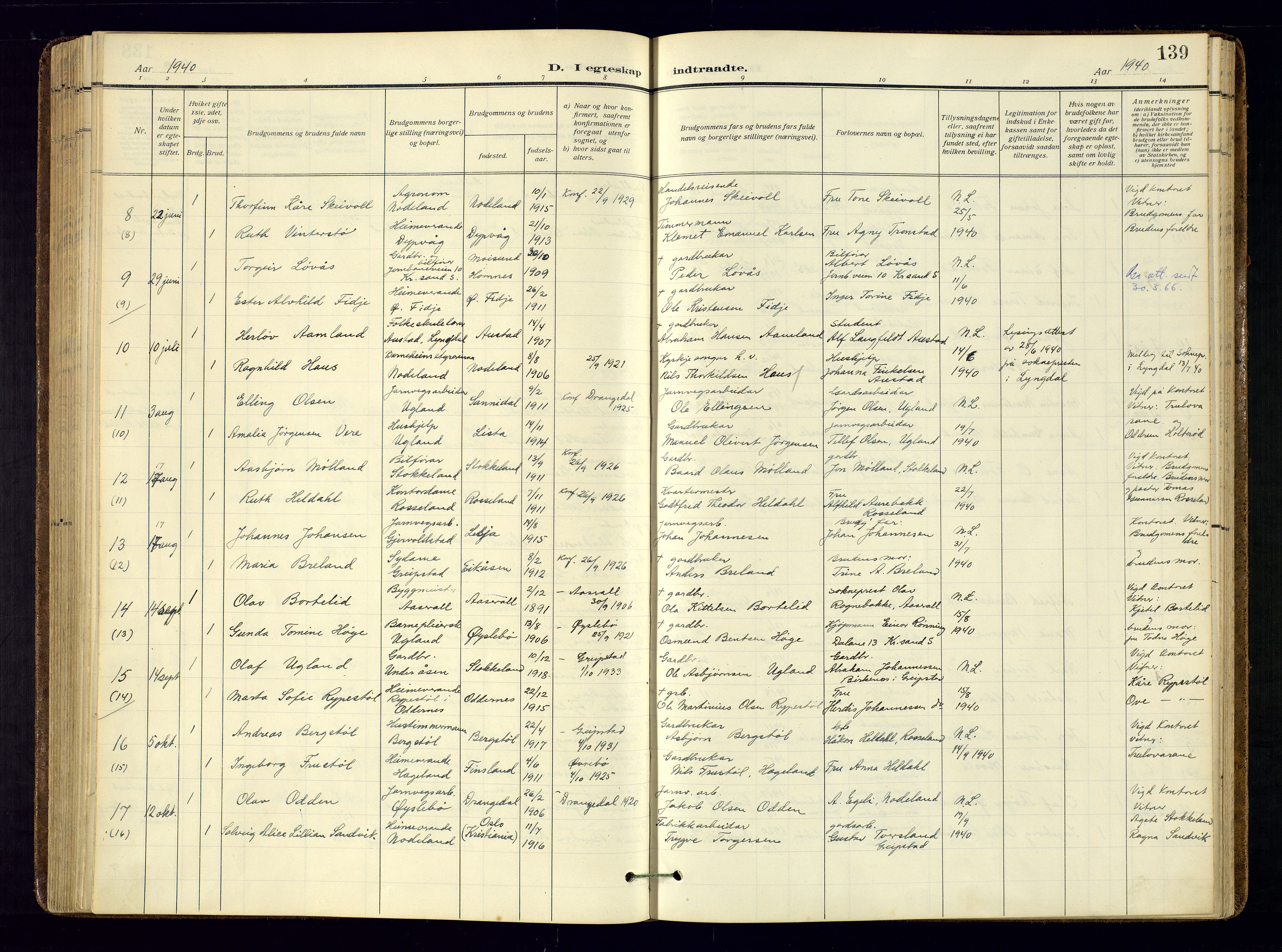 Søgne sokneprestkontor, AV/SAK-1111-0037/F/Fa/Faa/L0004: Parish register (official) no. A-4, 1911-1945, p. 139