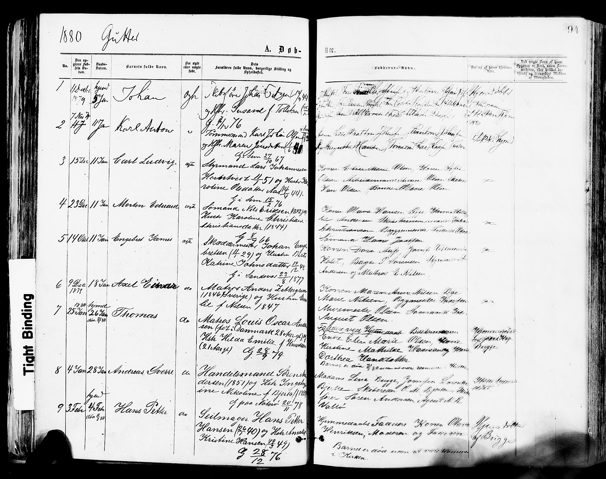 Tønsberg kirkebøker, AV/SAKO-A-330/F/Fa/L0010: Parish register (official) no. I 10, 1874-1880, p. 94